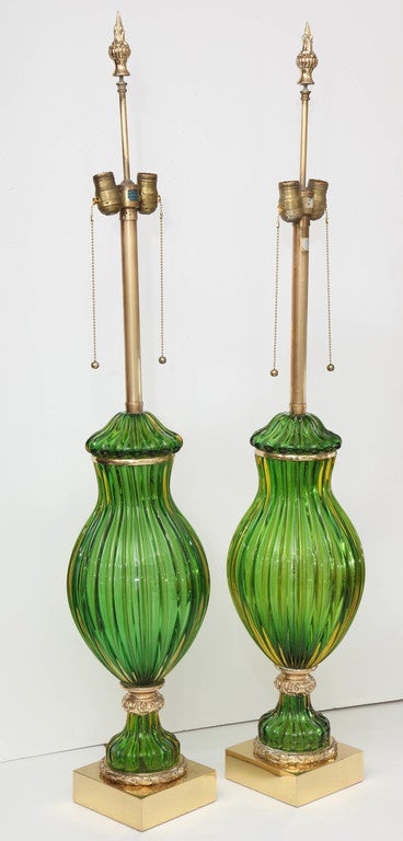 Polished Table Lamps, Murano, Pair