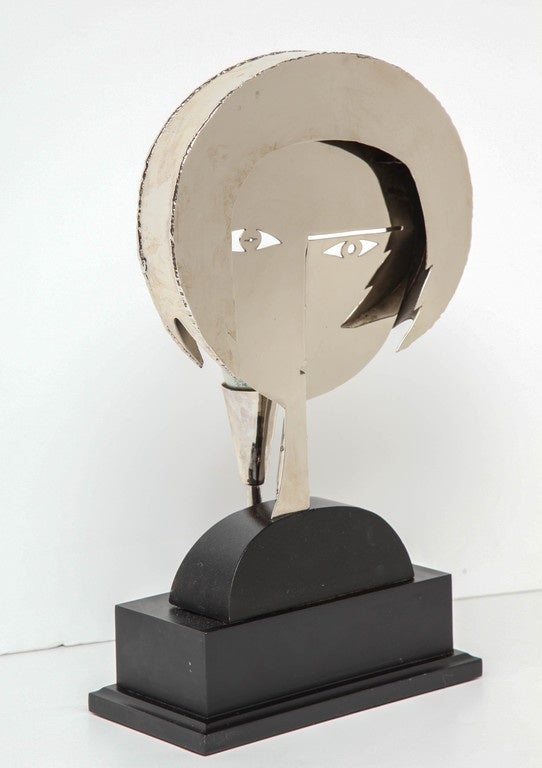 Metal Lady Sculpture and Table Lamp