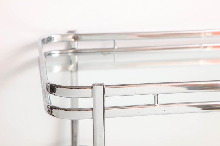 Chrome Bar Cart In Excellent Condition In New York, NY