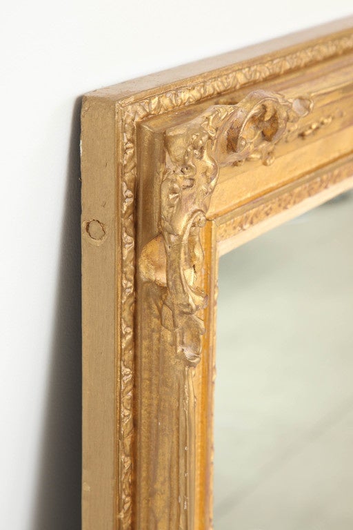 Mirror, Decorative Large Mirror, Antique Large Wall Mirror, Wood Frame Gold Leaf For Sale 2