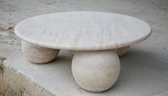 Travertine Sphere Ball Leg Round Coffee Table by My Habitat Design