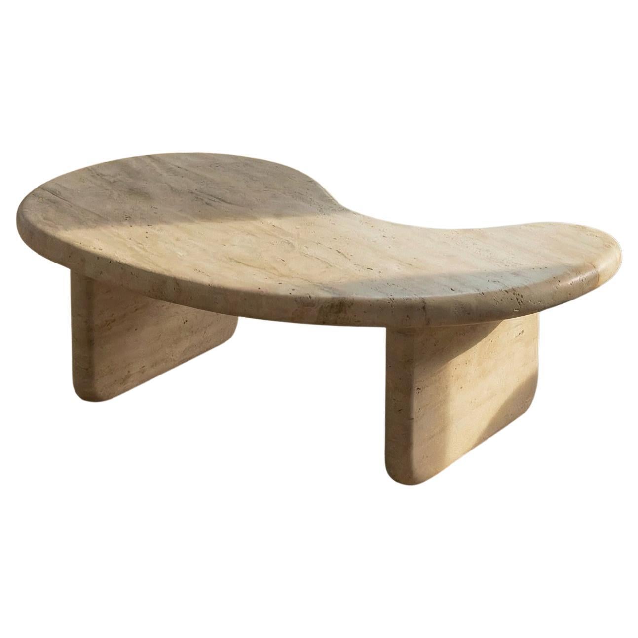 Sculptural Organic Shape Travertine Coffee Table by My Habitat Design