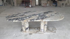 Viola Veined Violet MarbleOval Dining Table - in the Style of 1970 Mario Bellini