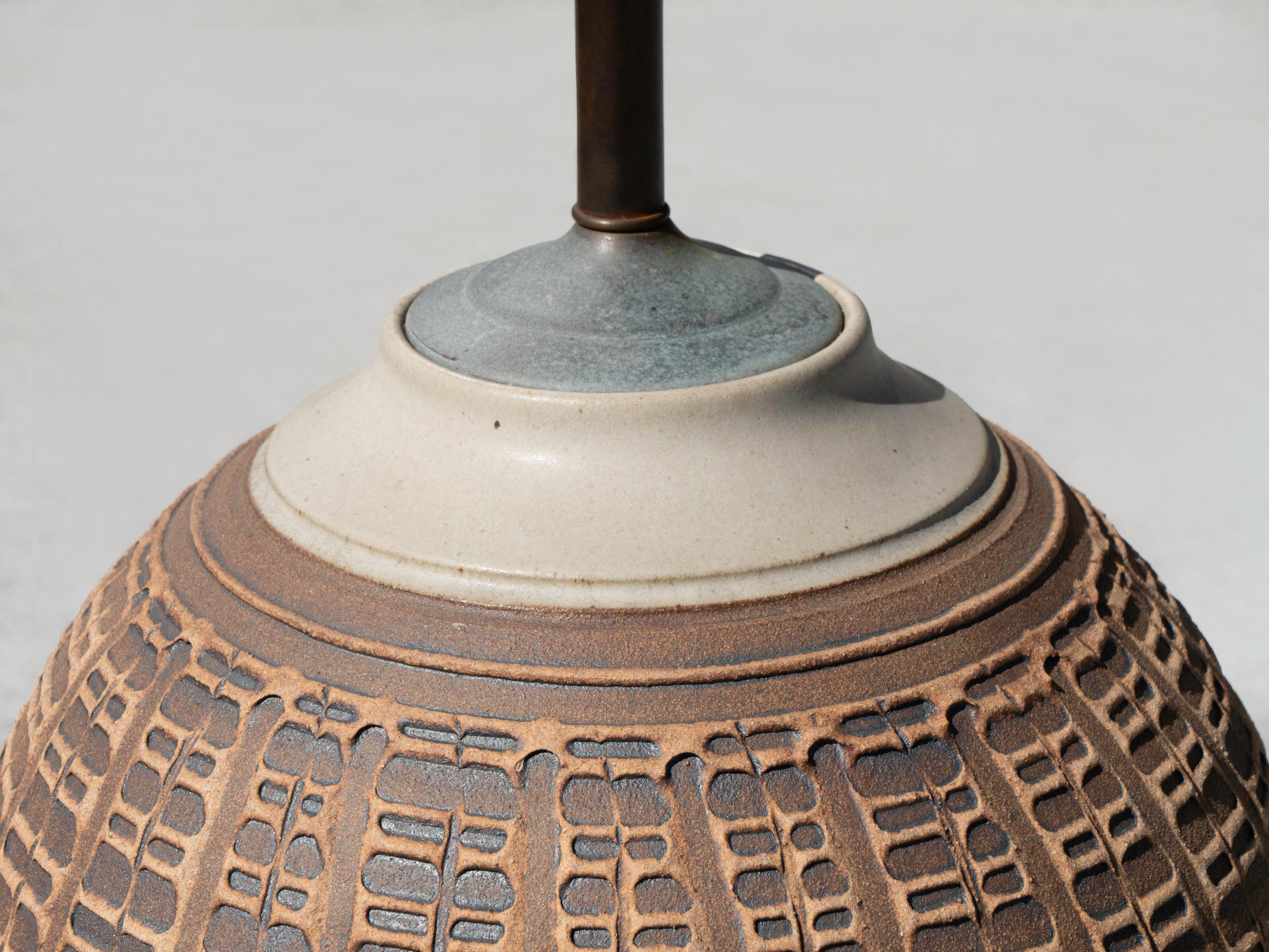 20th Century Bob Kinzie Stoneware Table Lamp for Affiliated Craftsmen, California 1960's For Sale