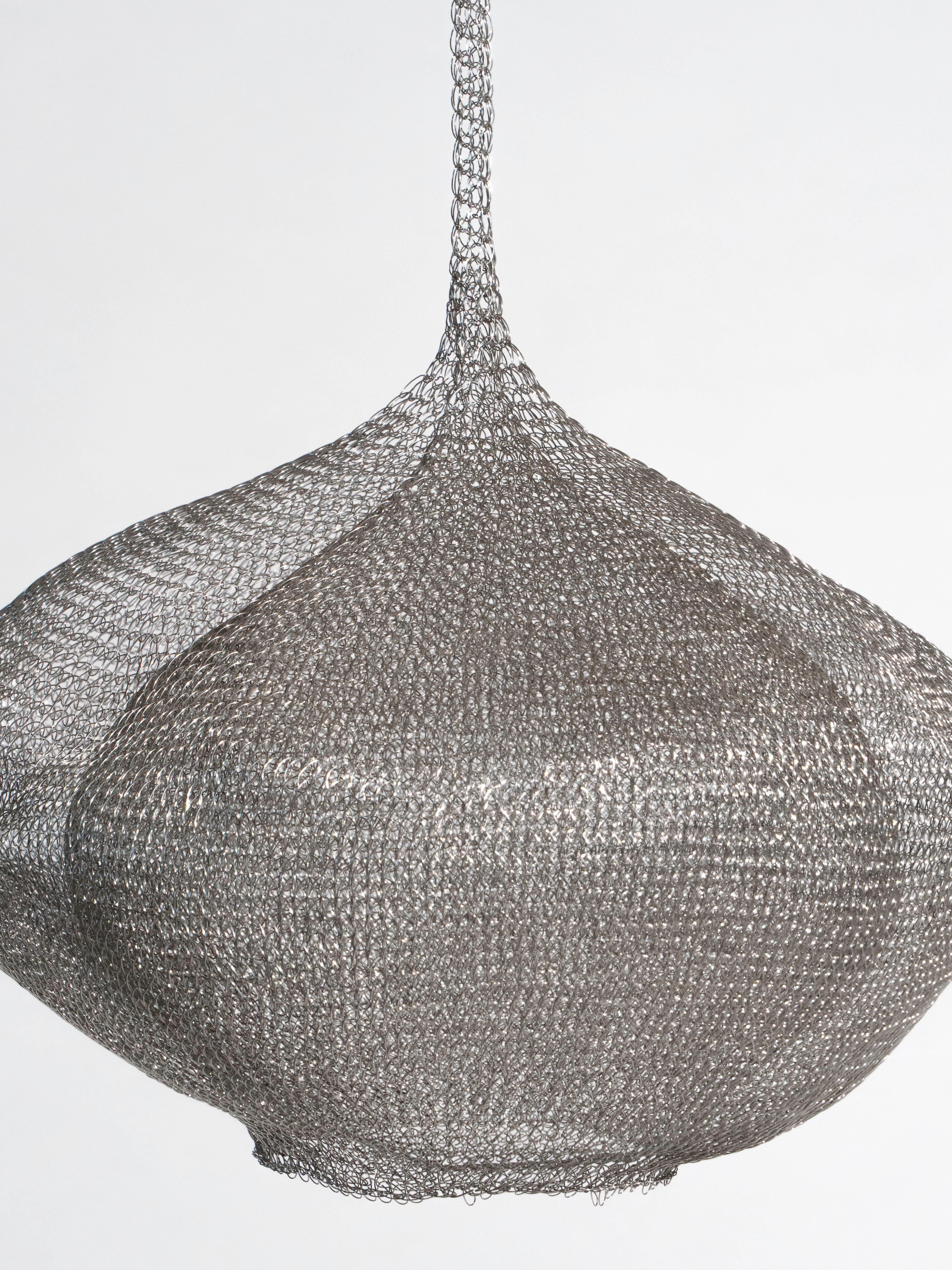 Modern Ruth Asawa Style Hand Woven Mesh Wire Sculpture For Sale