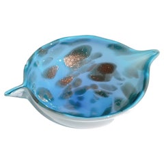 Italian Murano Glass Turquoise Bowl by Fratelli Toso, 1950's