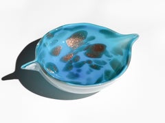 Italian Murano Glass Turquoise Bowl by Fratelli Toso, 1950's