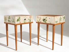 Swedish Nordens Flora Pair of Bedside Tables / Nightstands, 1950's