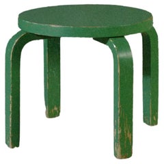 alvar aalto stoolE60 kids size painted green 1960's