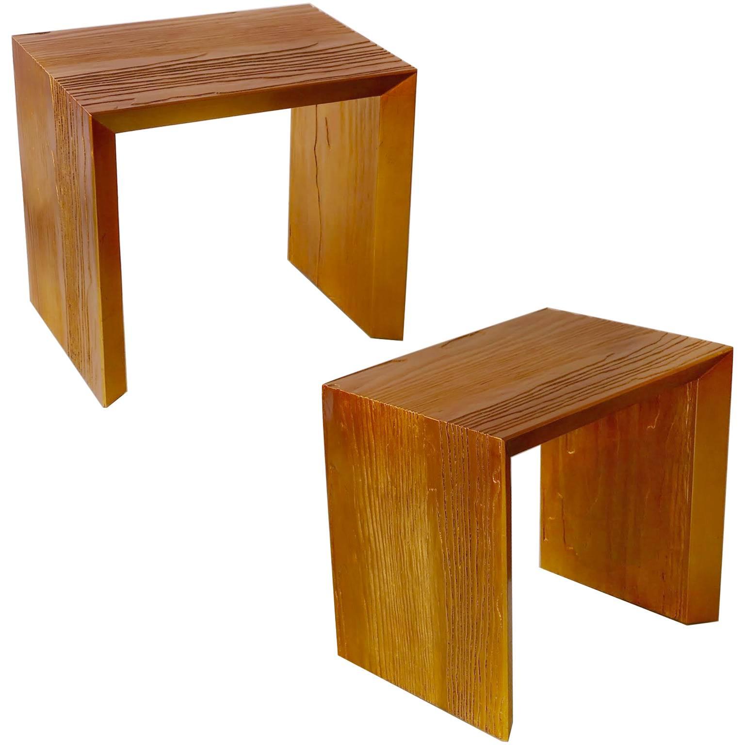 Pair of Custom-Made Side Tables in Copper Shades