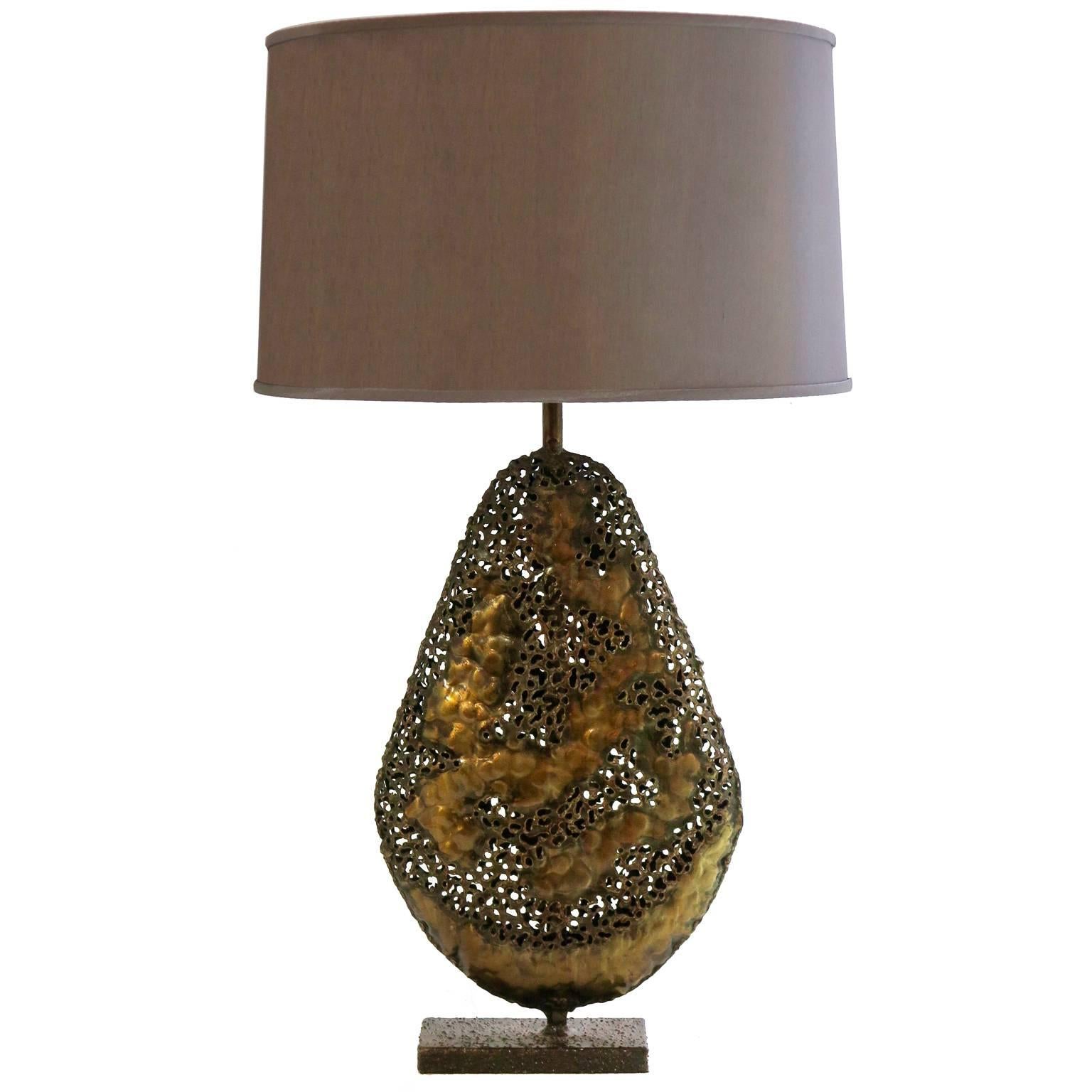 Marcello Fantoni Sculptural Metal Table Lamp For Sale