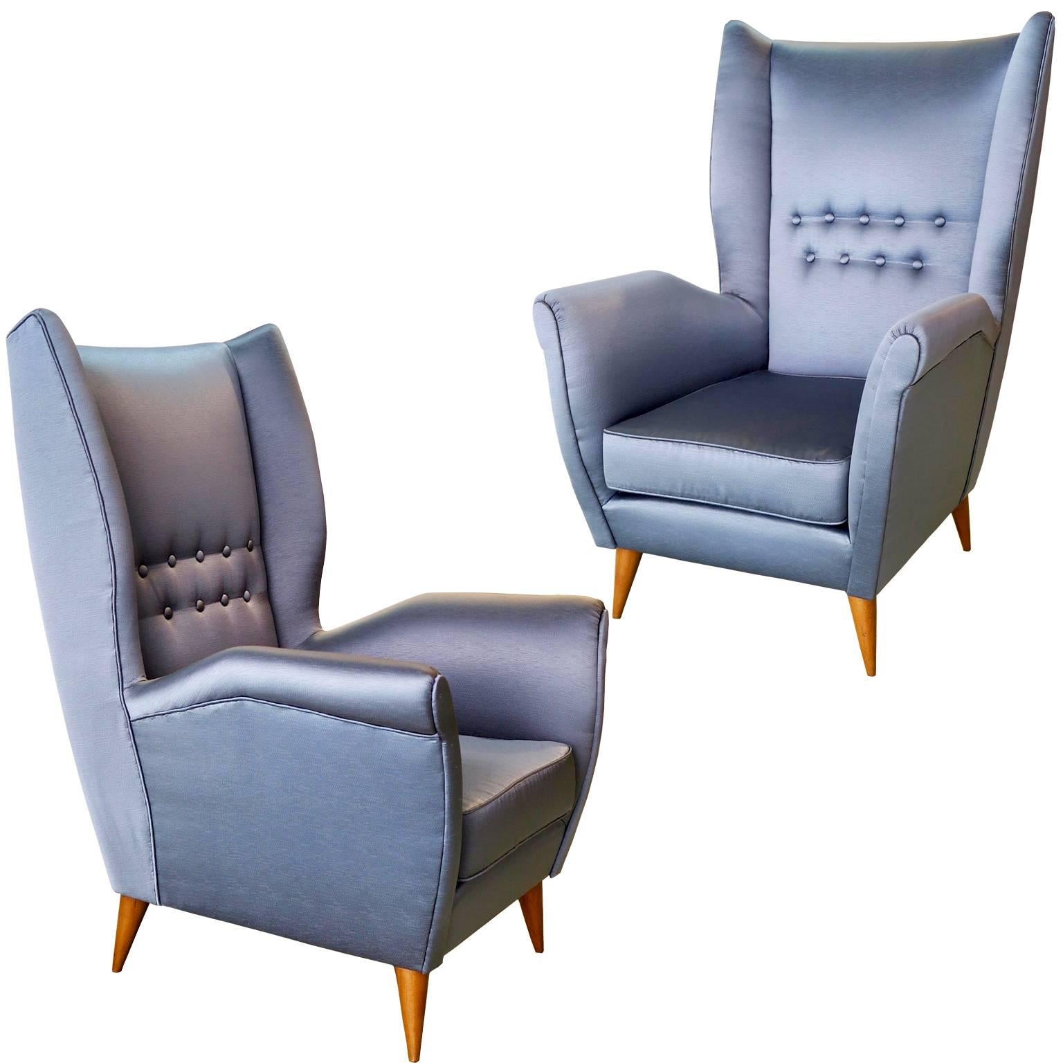 Gio Ponti Pair of Armchairs, # 512 For Sale