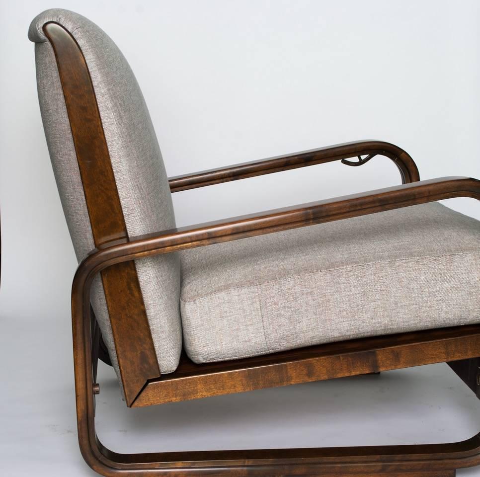 Swedish Pair of Scandinavian Art Deco Lounge Chairs by Erik Chambert, circa 1933