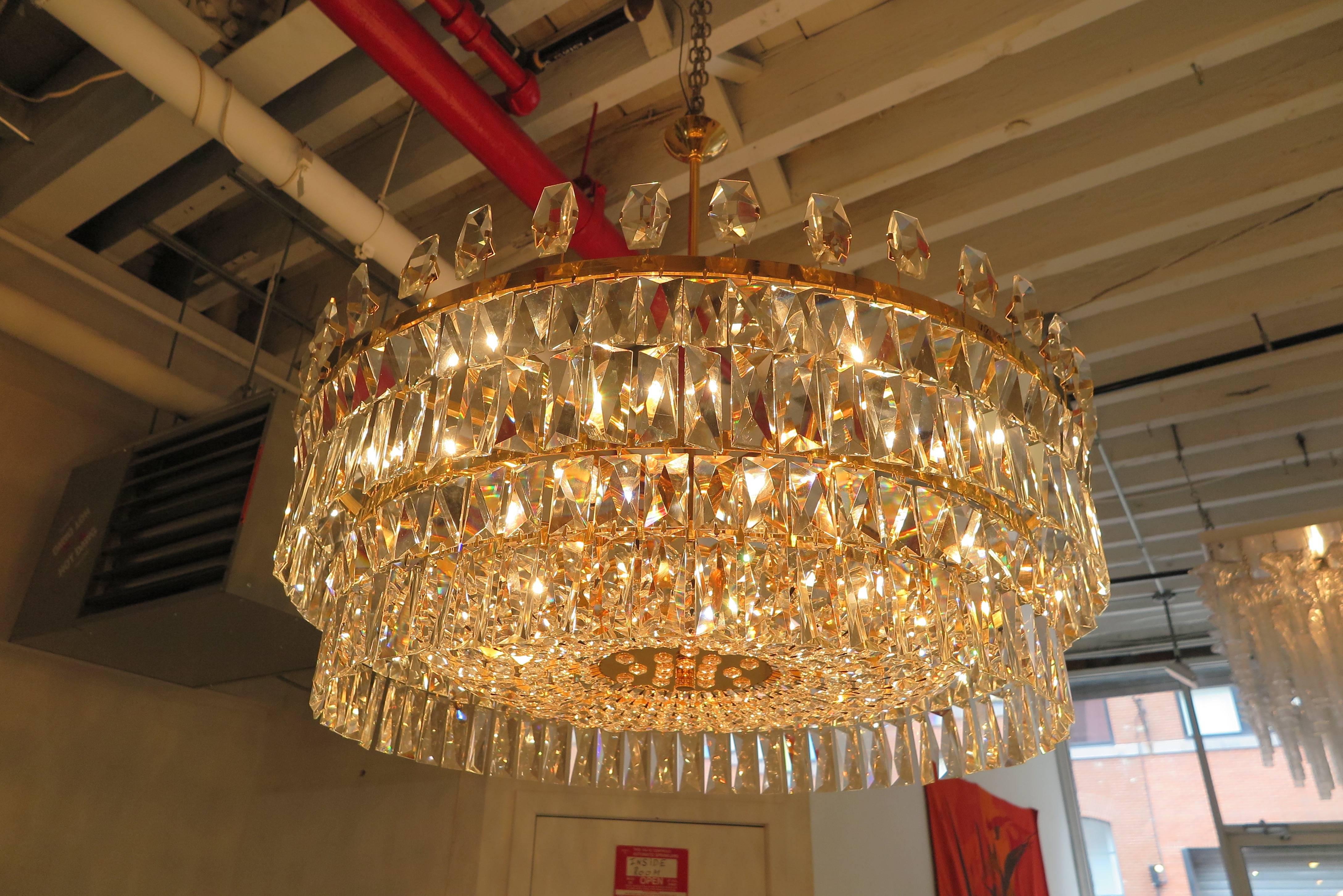 Austrian Huge Crystal Chandelier by Lobmeyr for the Markthalle Feldkirch, Austria, 1972 For Sale