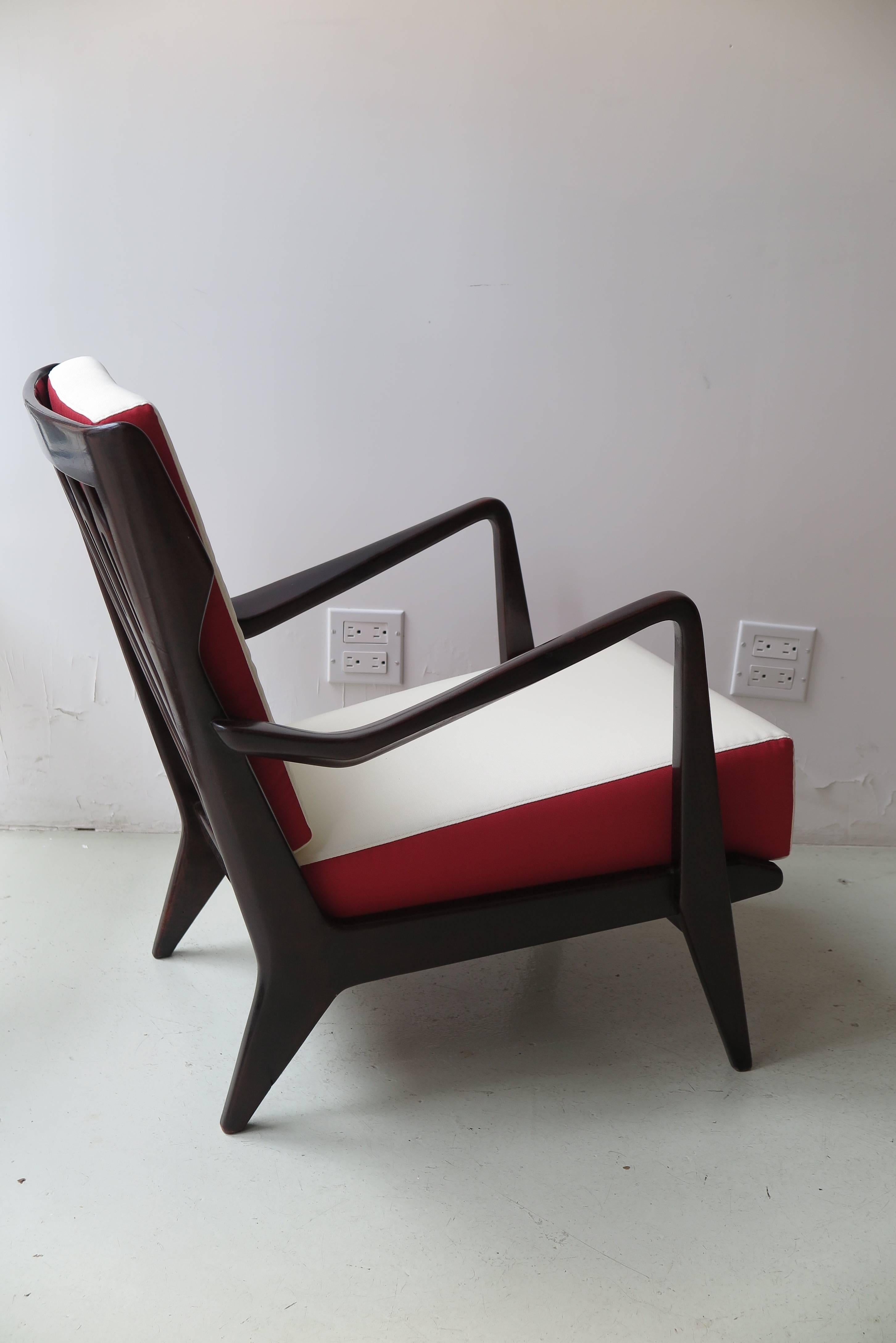 Mid-Century Modern Gio Ponti Pair of Armchairs, Model # 516 