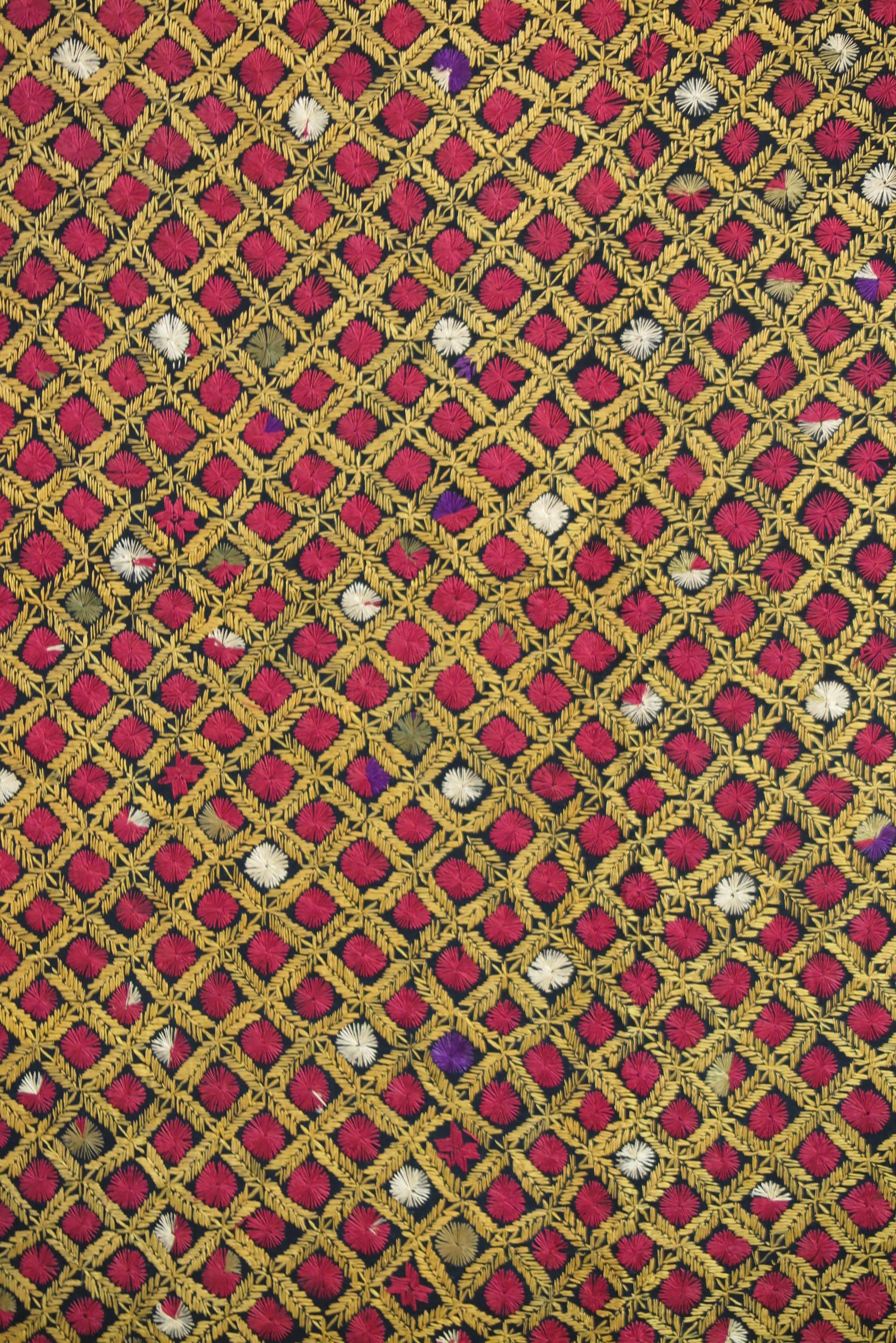 Anglo-Indian Overall Hand Embroidered Phulkari Textile