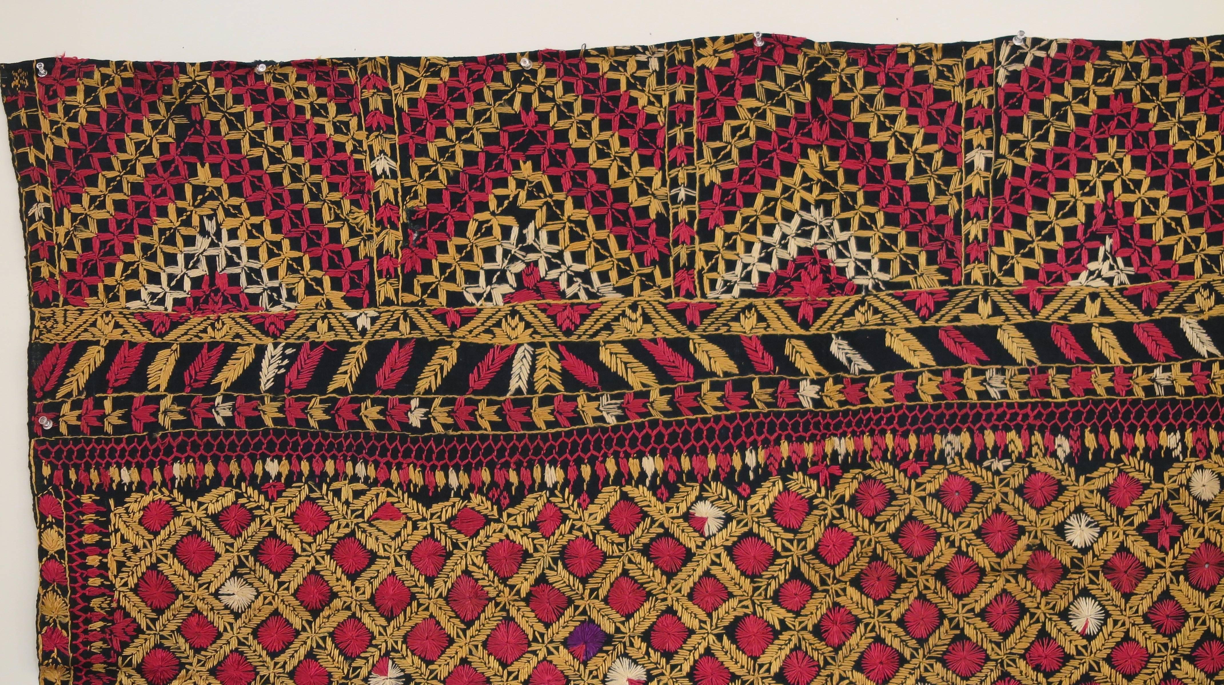 Overall Hand Embroidered Phulkari Textile In Good Condition In New York, NY