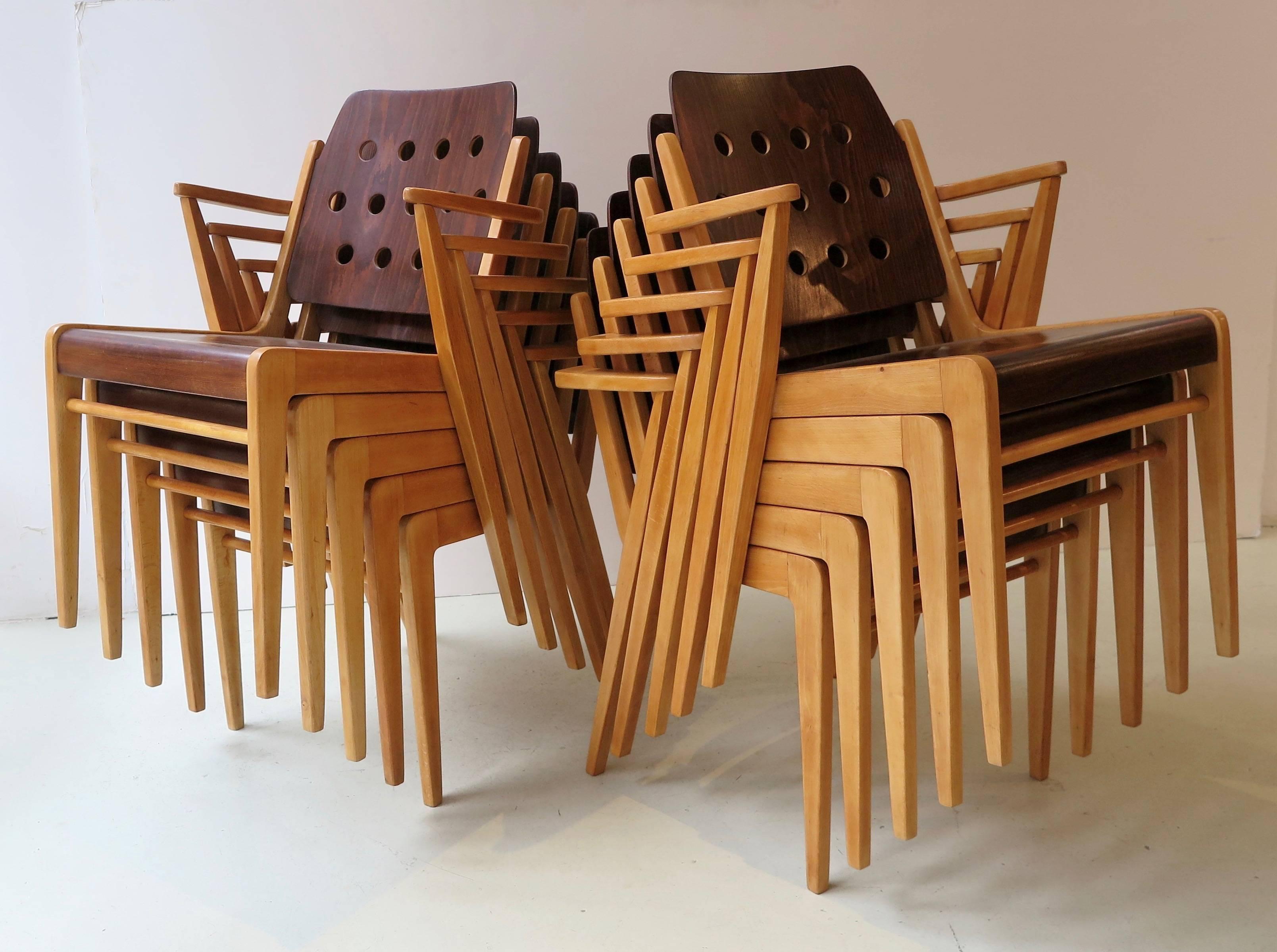 Franz Schuster Ten Stacking Armchairs, Austria In Good Condition In New York, NY