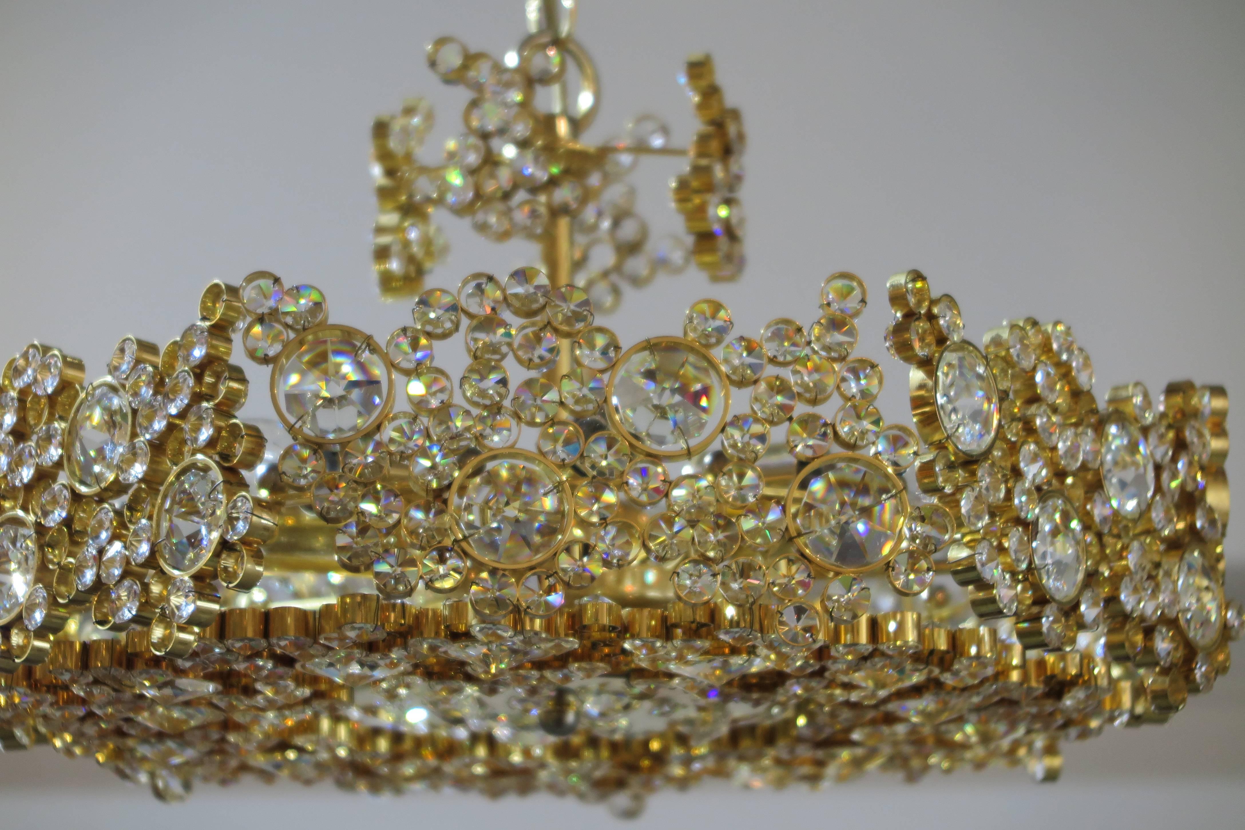 Mid-20th Century Mid-Century Modern Jewel like Chandelier with Hundreds of Crystals For Sale