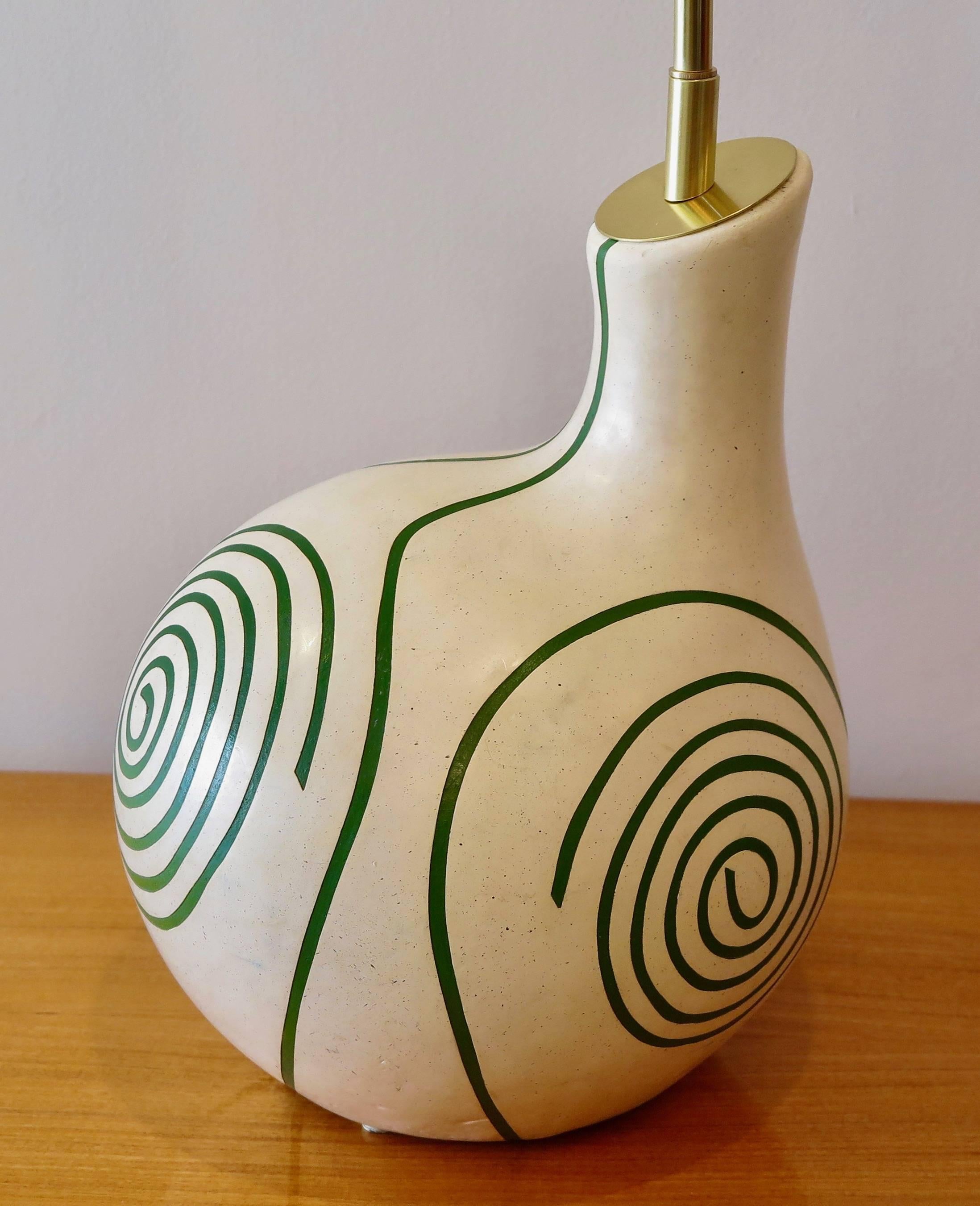 Mid-20th Century, French Ceramic Table Lamp with Swirl Design In Good Condition In New York, NY