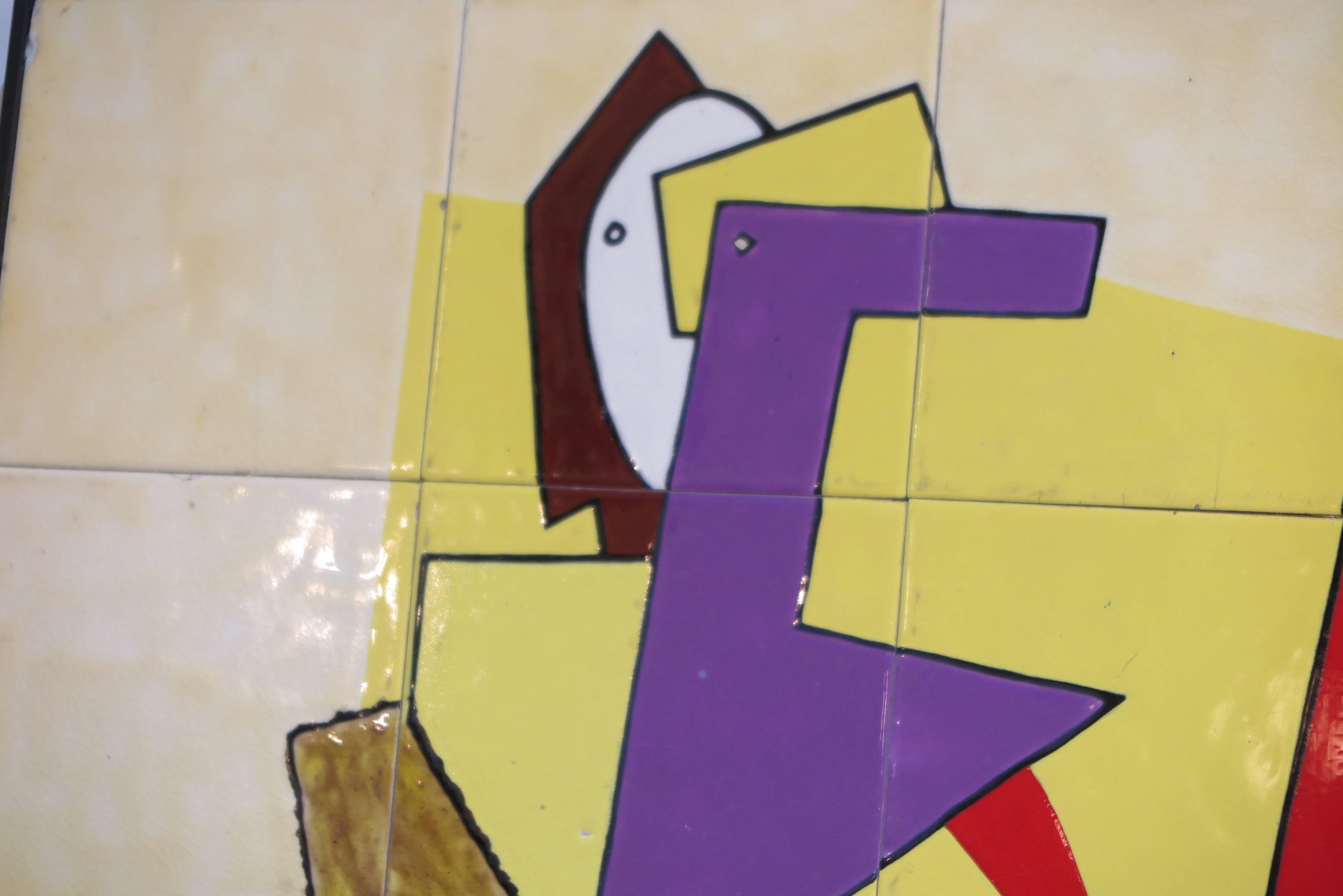 Modernist French Ceramic Tile Wall Panel In Good Condition For Sale In New York, NY