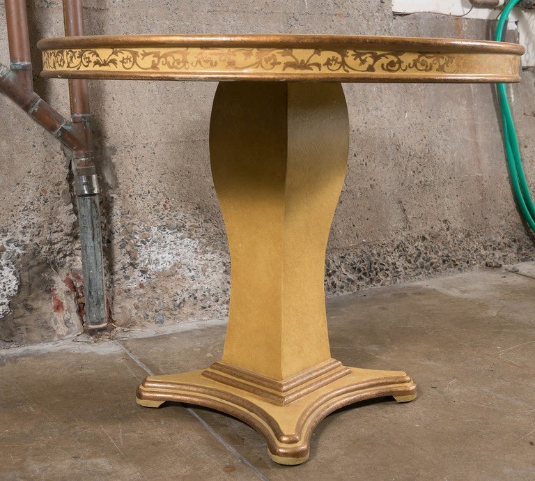 Wood Gilded and Paint-Decorated Pedestal Table For Sale