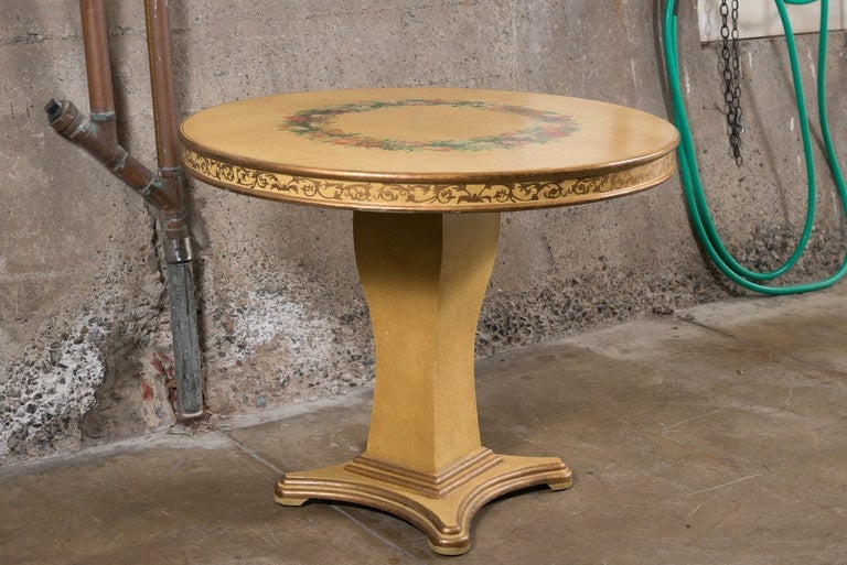 Gilded and Paint-Decorated Pedestal Table For Sale 3