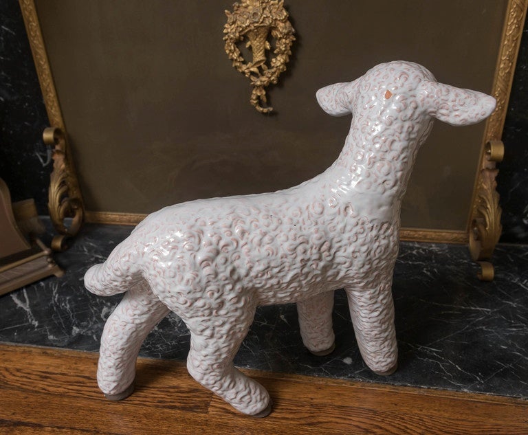 Italian Late 20th Century Faience Baby Lamb