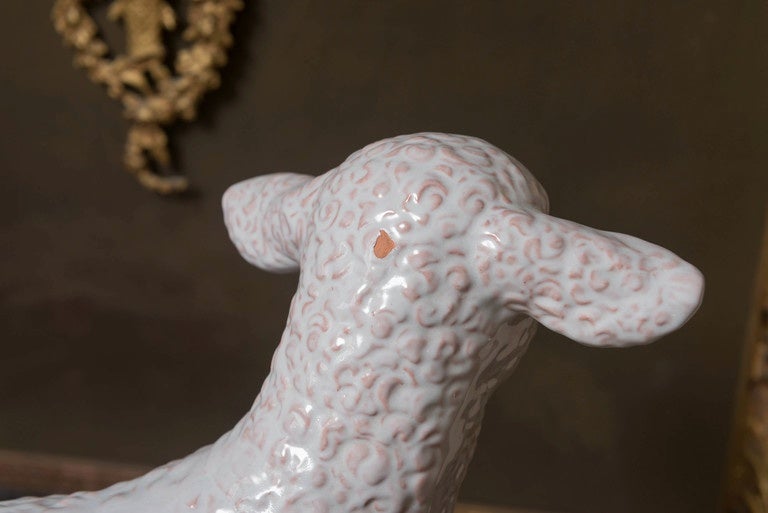 Glazed Late 20th Century Faience Baby Lamb