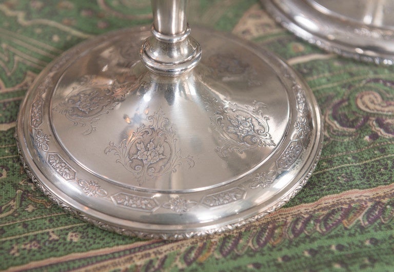 Louis XIV Pair of Early 20th Century Sterling Candlesticks
