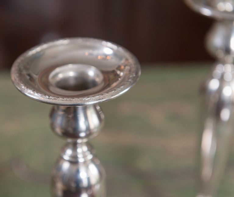 American Pair of Early 20th Century Sterling Candlesticks