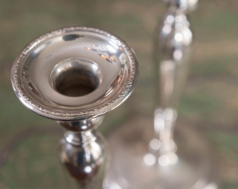 19th Century Pair of Early 20th Century Sterling Candlesticks