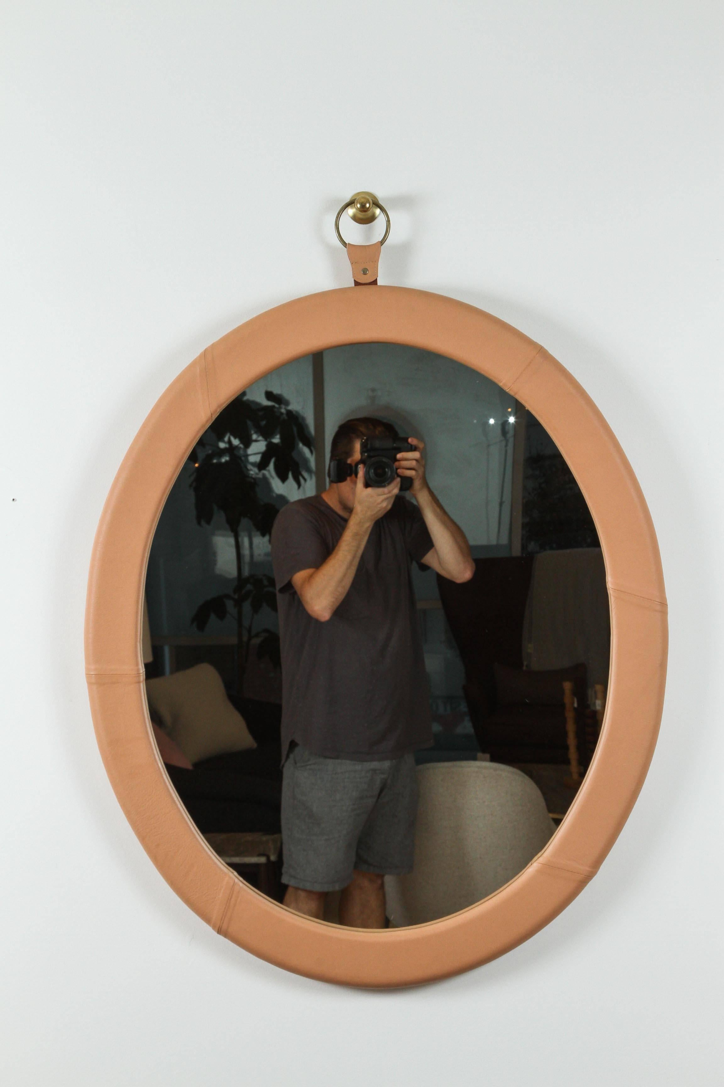 American Leather Oval Mirror by Jason Koharik for Collected By