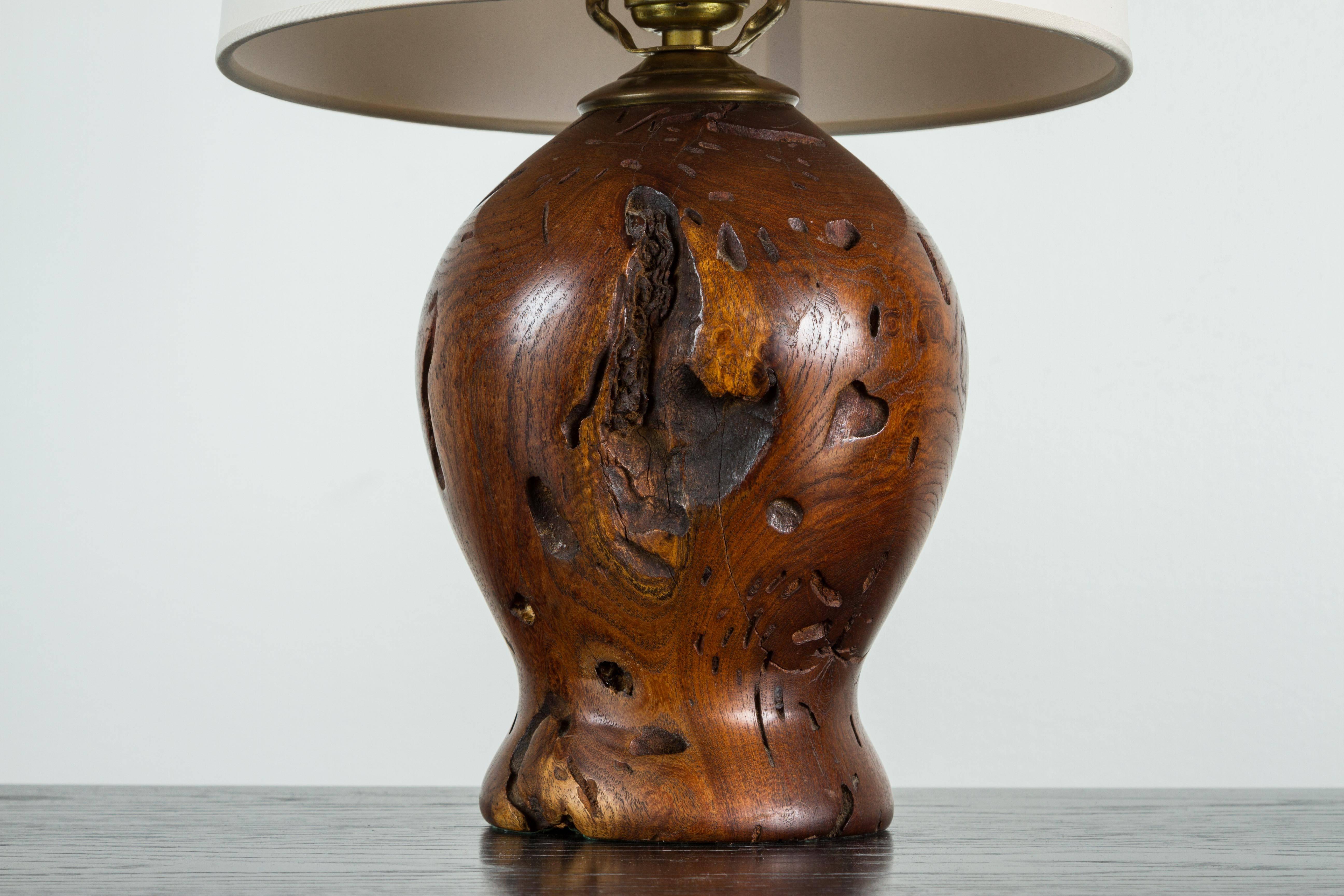 Small vintage burl wood lamp.