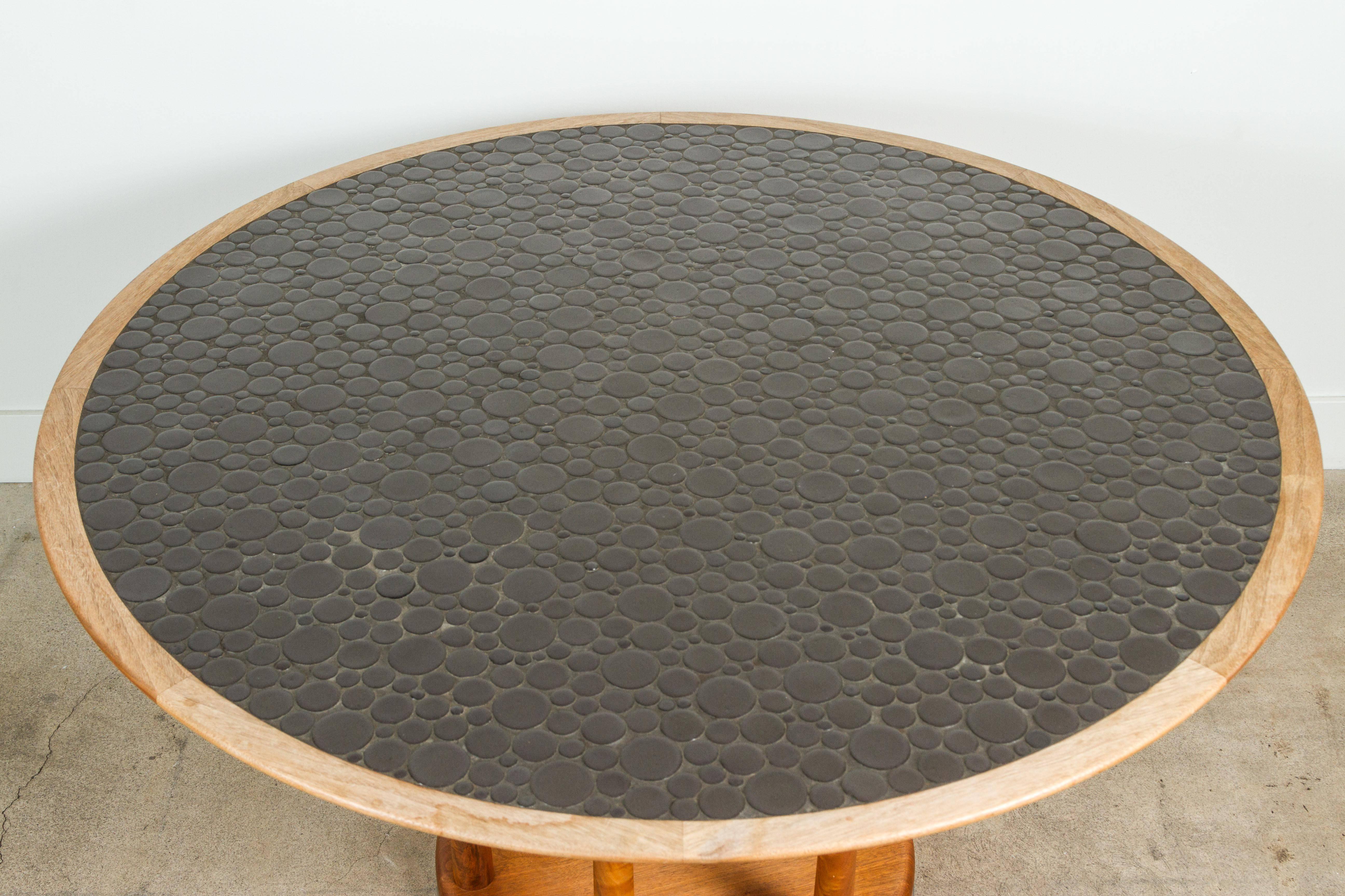 Mid-20th Century Round Studio Tiled Centre Table by Martz