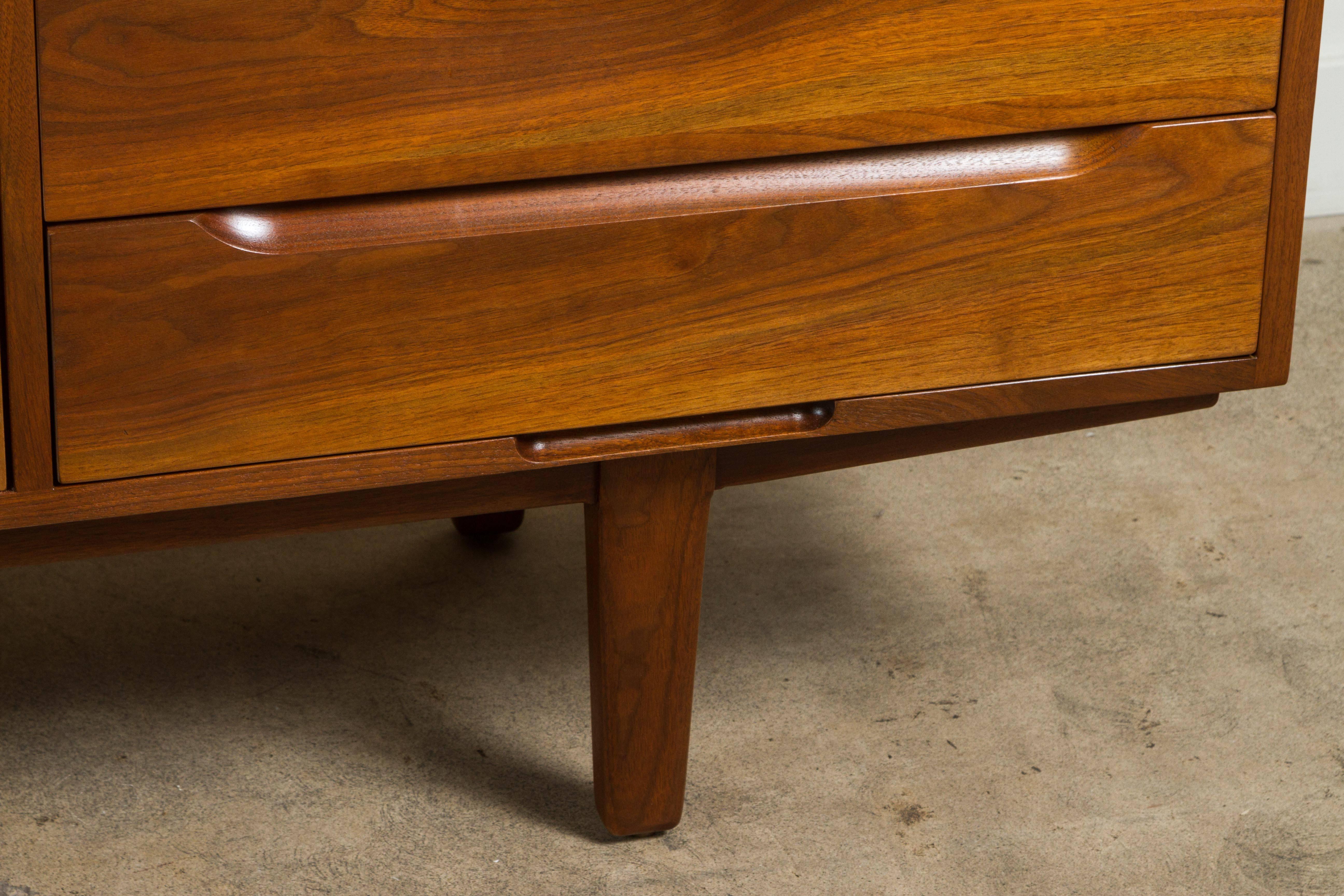 Solid American Black Walnut and Cane Cabinet by Cesare Occhi In Excellent Condition In Los Angeles, CA