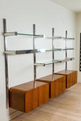 Burl and Chrome "Orba" Wall Unit by Janet Schwietzer for Pace Collection