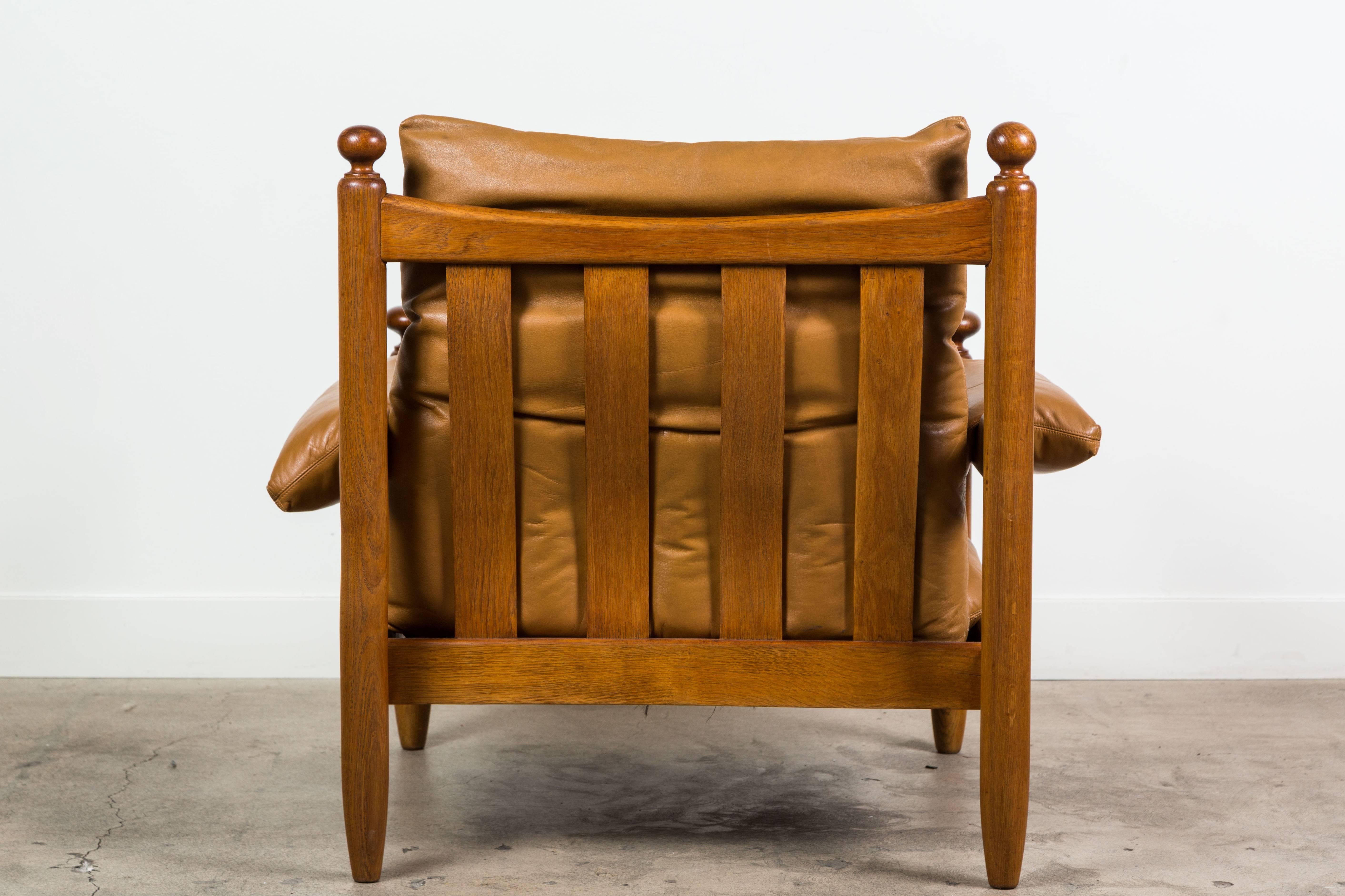 Oak and Leather Armchair in the Style of Maurice Pre 1