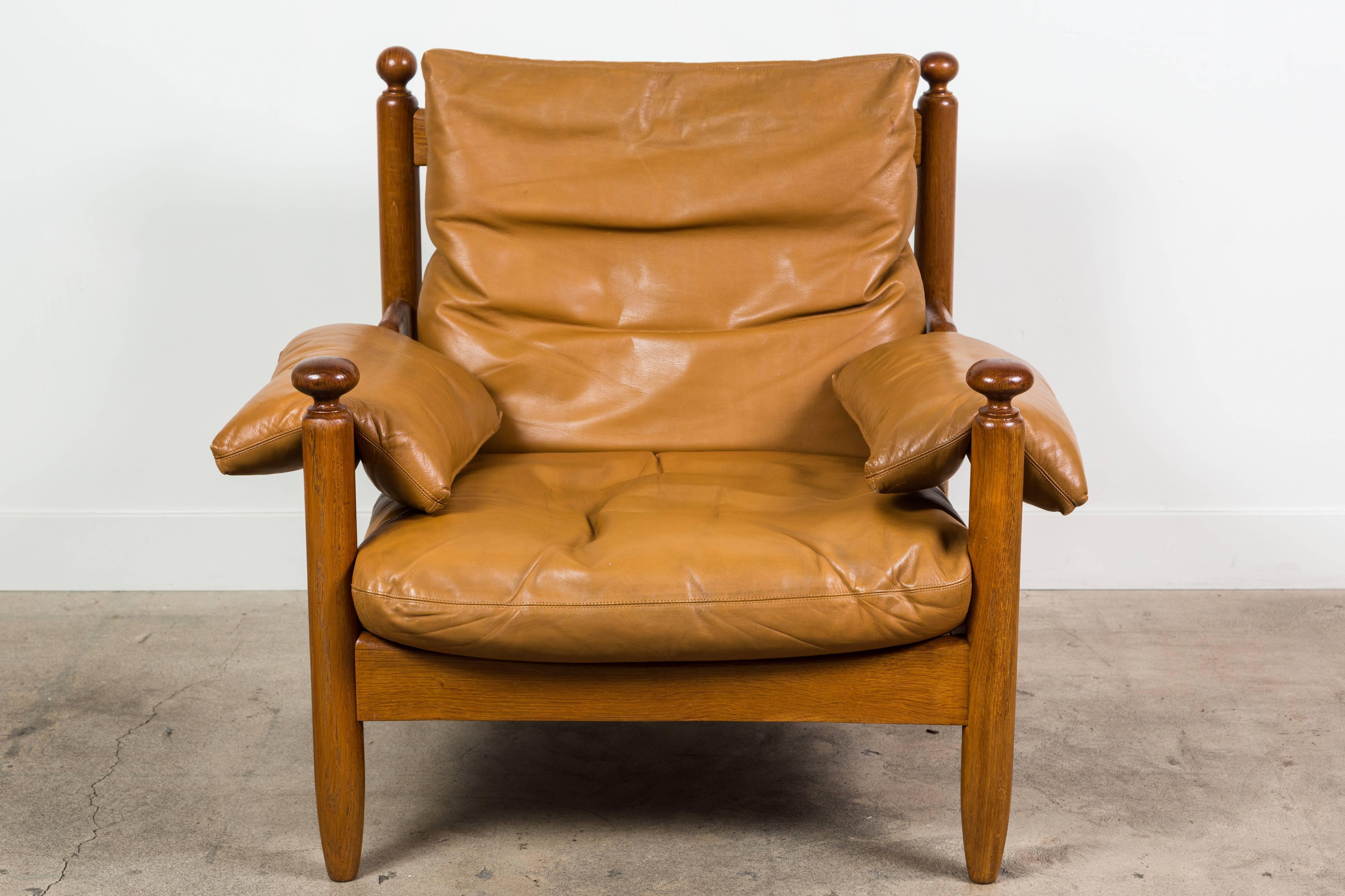Oak and Leather Armchair in the Style of Maurice Pre 2