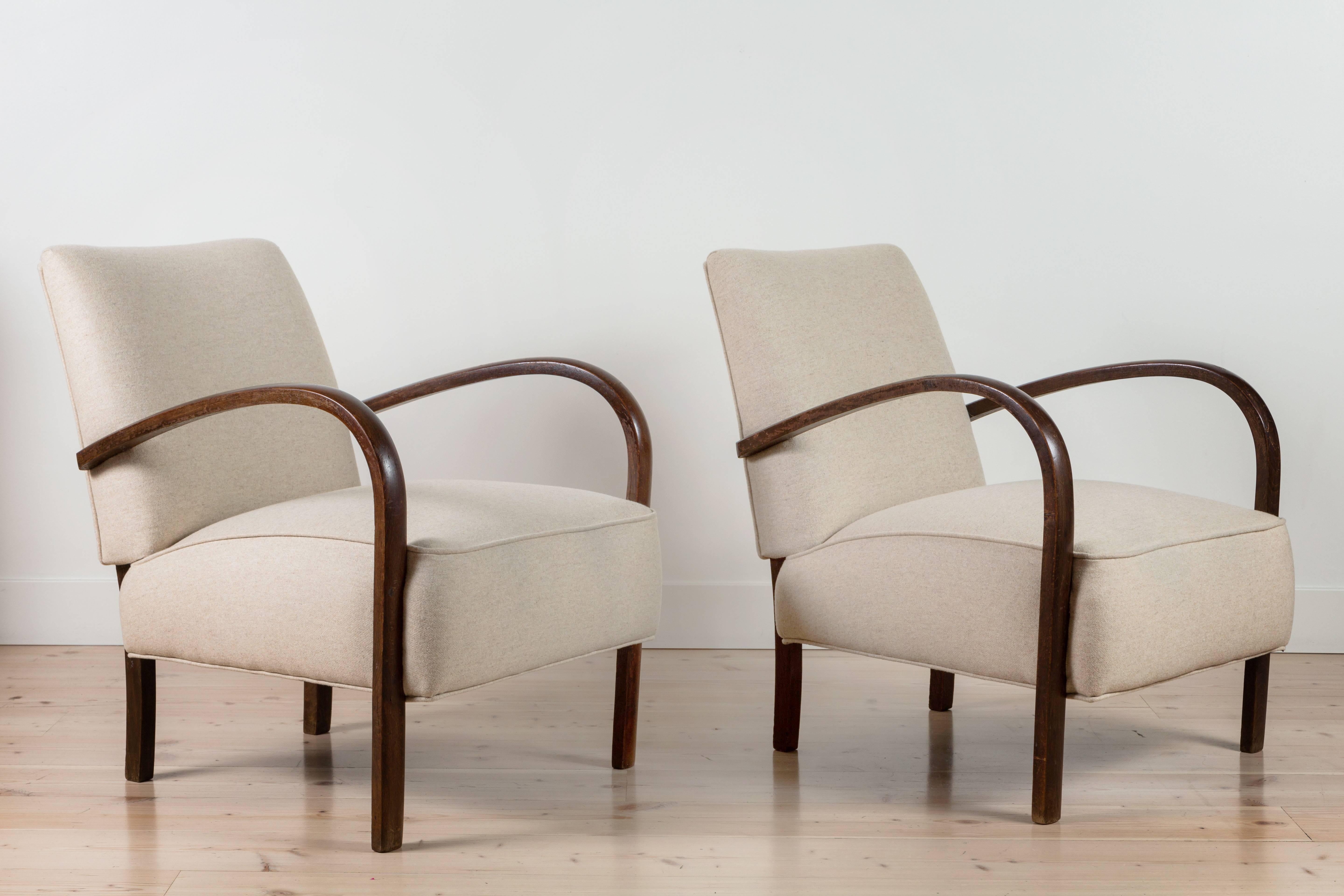 Pair of French, 1940s club chairs.