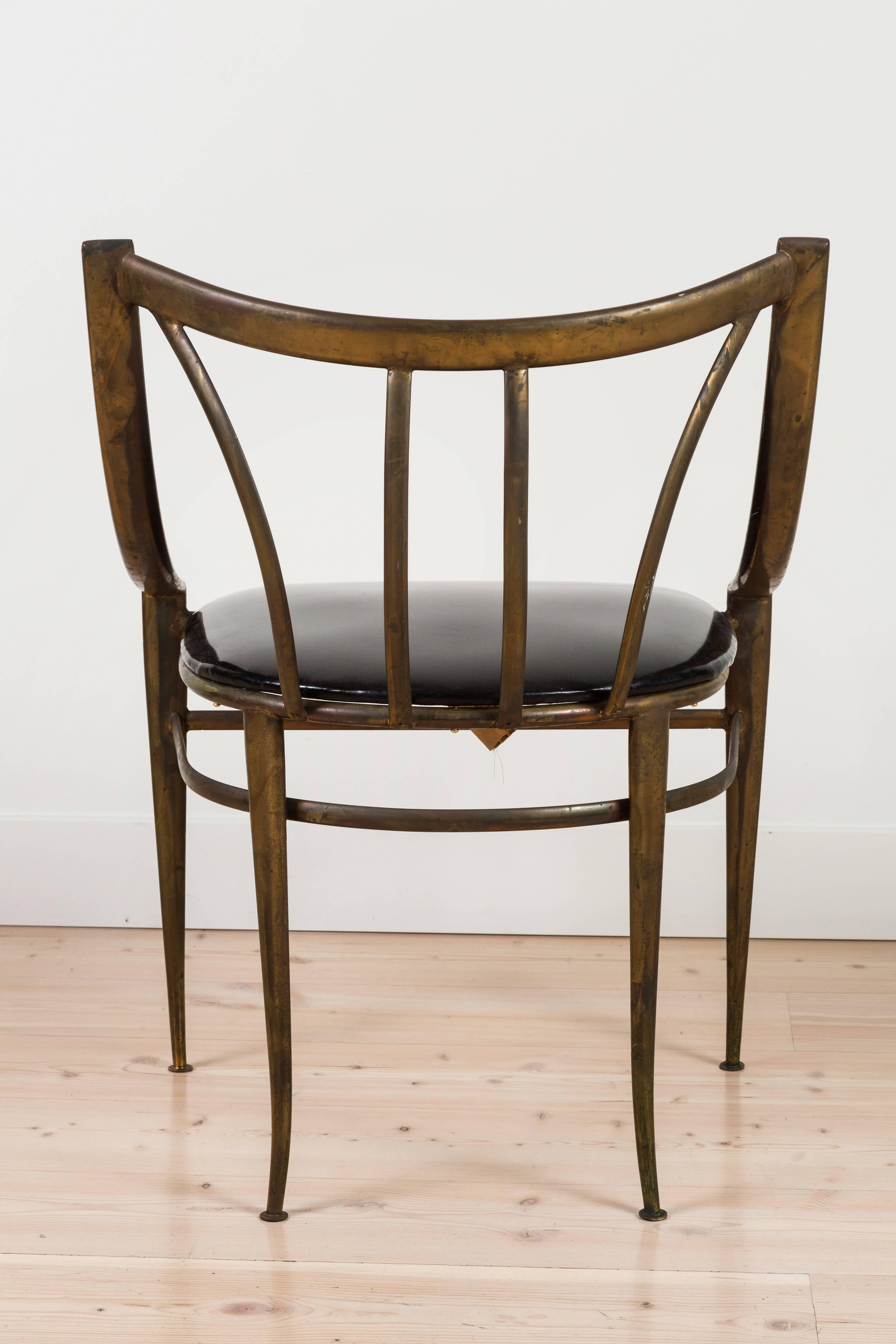 Mid-Century Modern Mid-Century Brass Side Chair