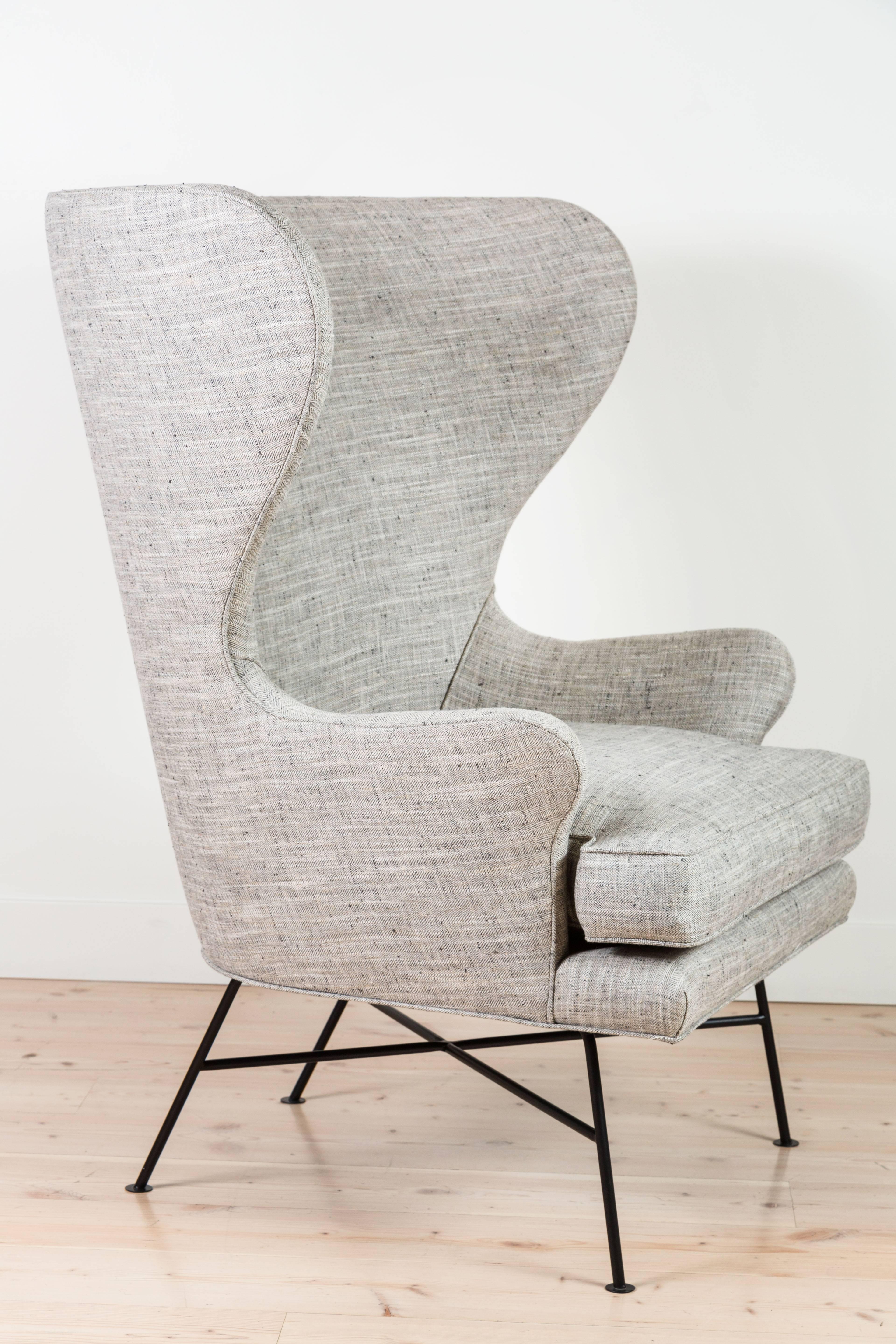 American Pair of Modern Highland Wingback Chairs by Lawson-Fenning