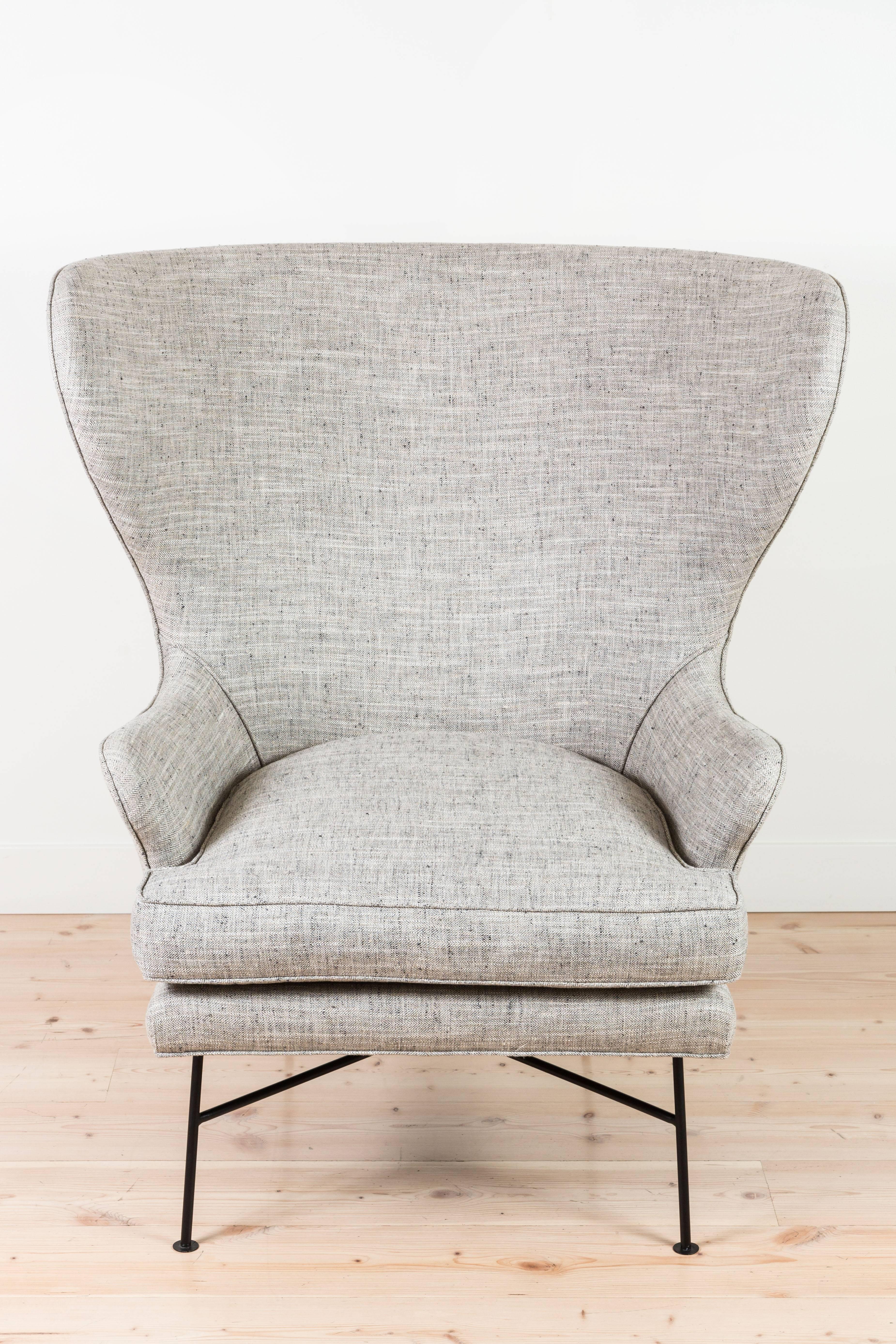 Contemporary Pair of Modern Highland Wingback Chairs by Lawson-Fenning