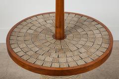 Rare Walnut Floor Lamp with Integrated Mosaic Table by Jane and Gordon Martz