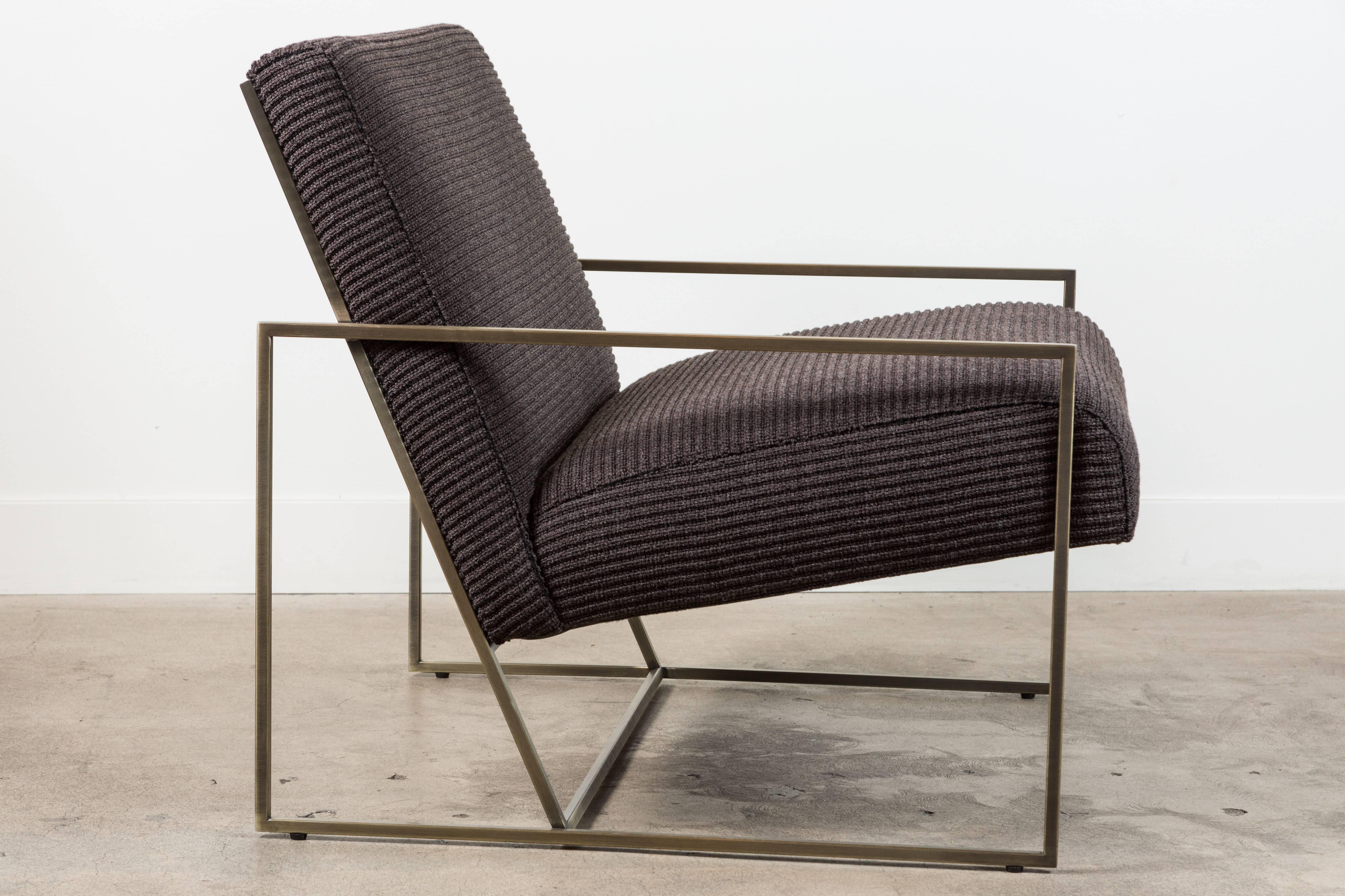 Thin frame lounge chair by Lawson-Fenning. 

Also available to order in customers own material with a 6-8 week lead time.

As shown: $2,190
To order: $1,750 + COM.