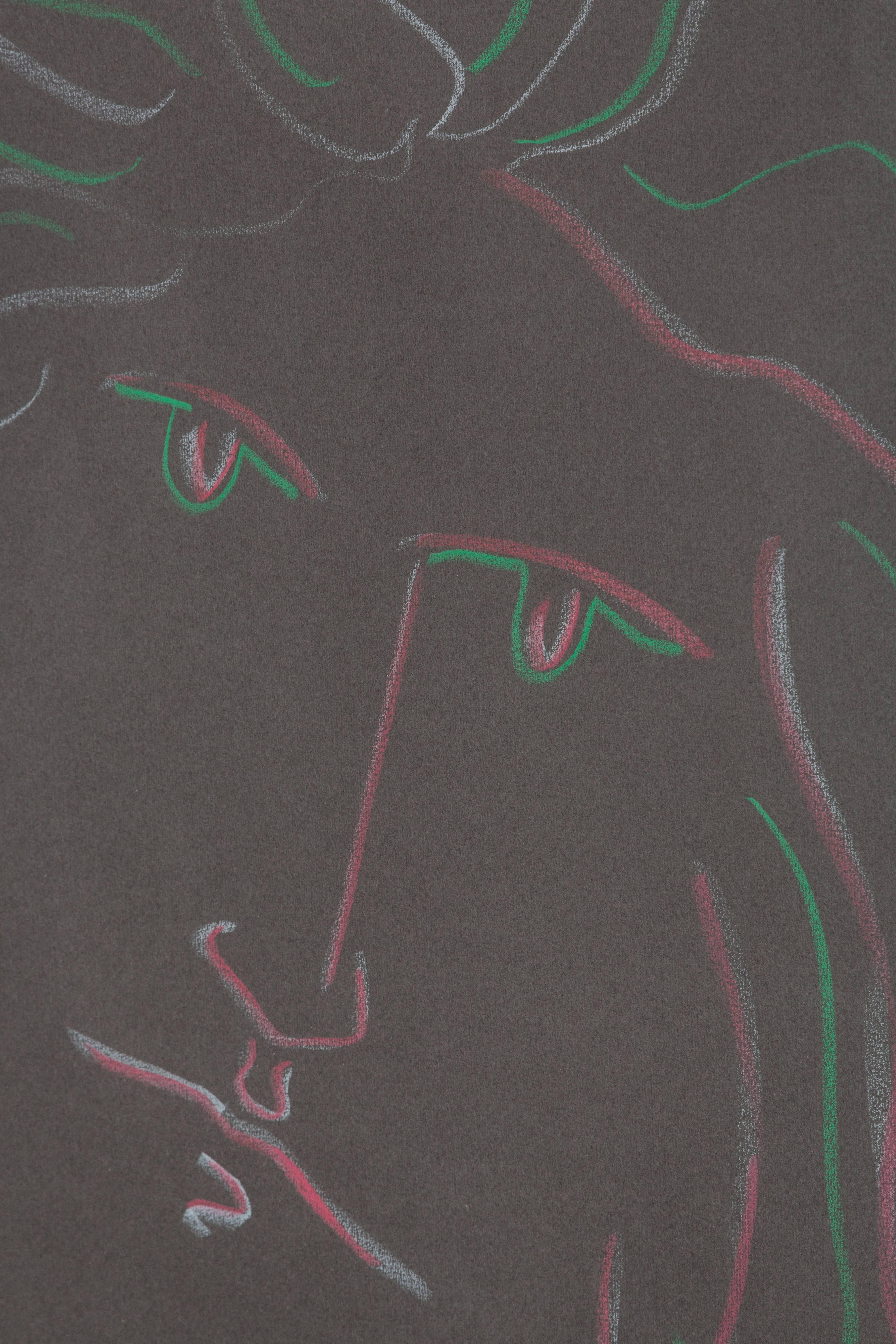 Pastel on paper attributed to Jean Cocteau.