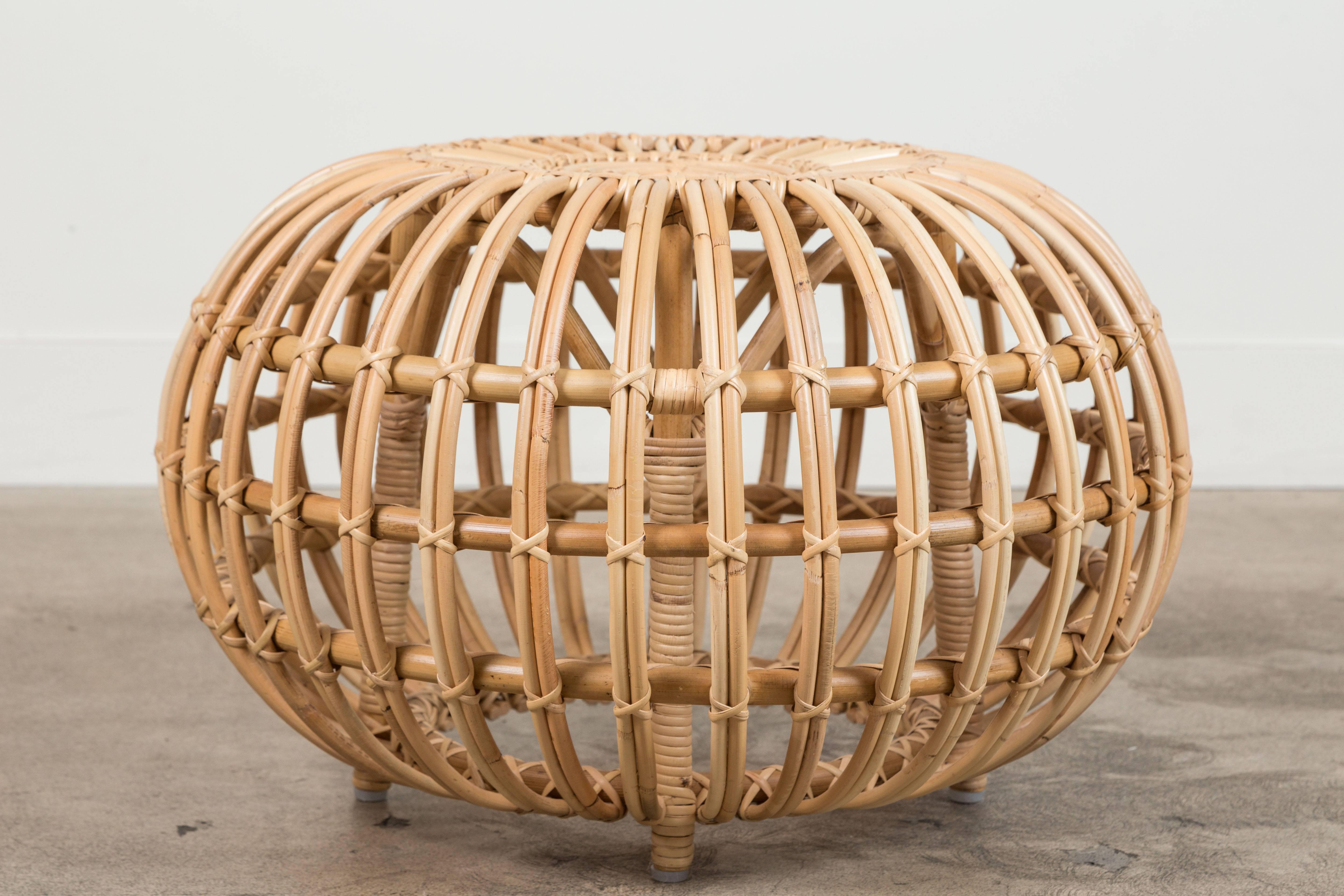 Large rattan ottoman by Franco Albini. Current production by Sika Design.