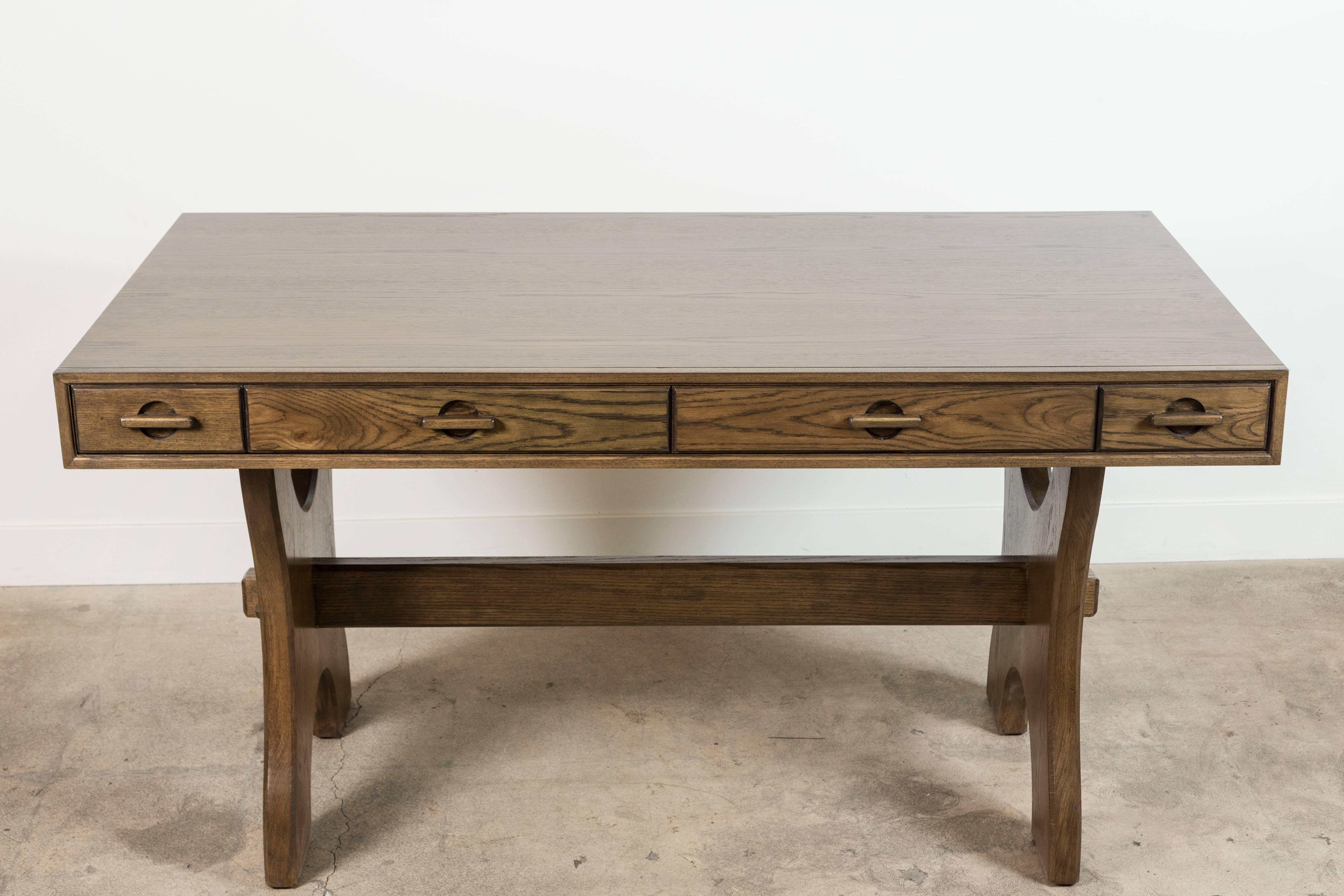 Carved Greywashed Oak Ojai Desk by Lawson-Fenning