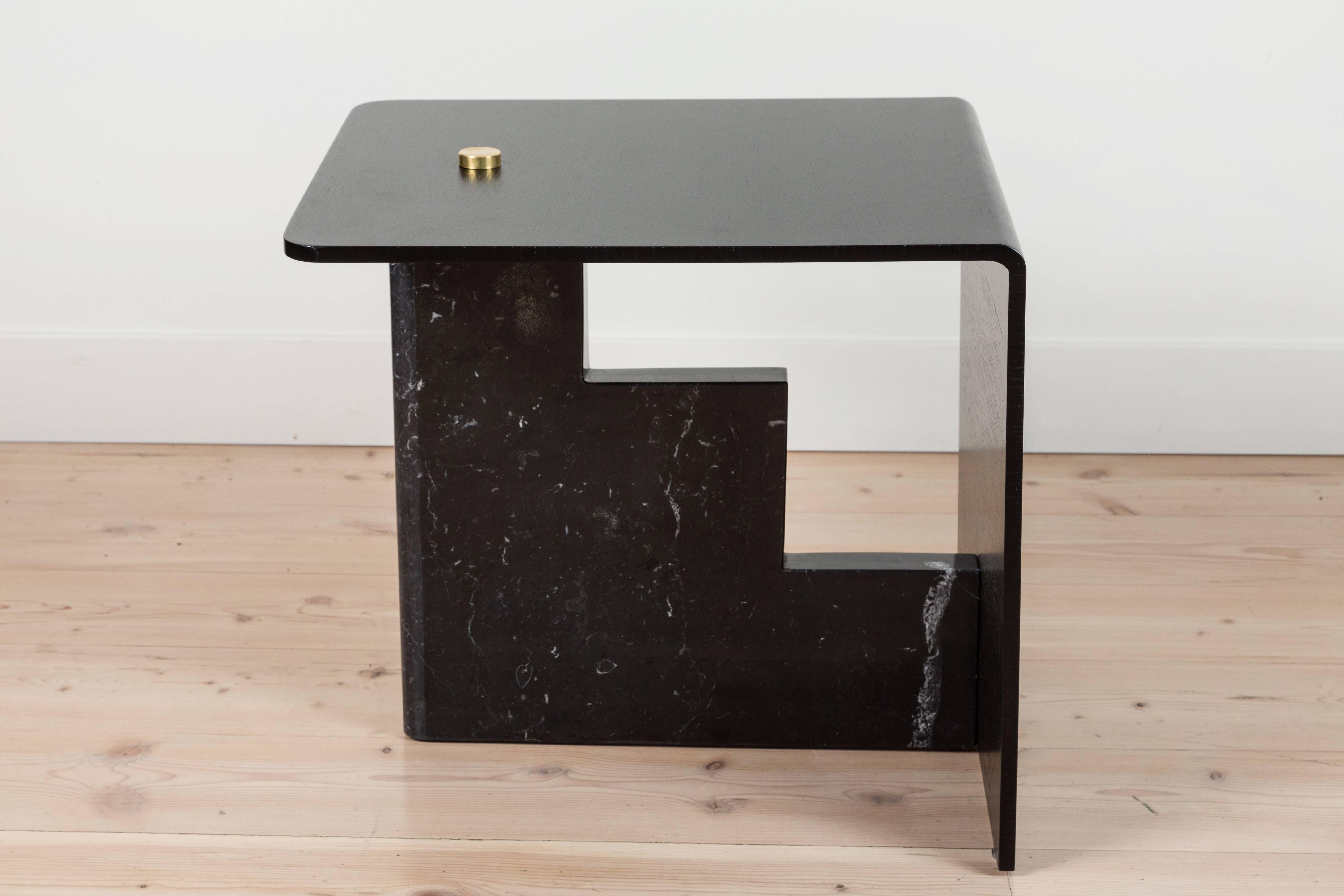 Mid-Century Modern Negra Marquina Marble Huxley Side Table by Lawson-Fenning