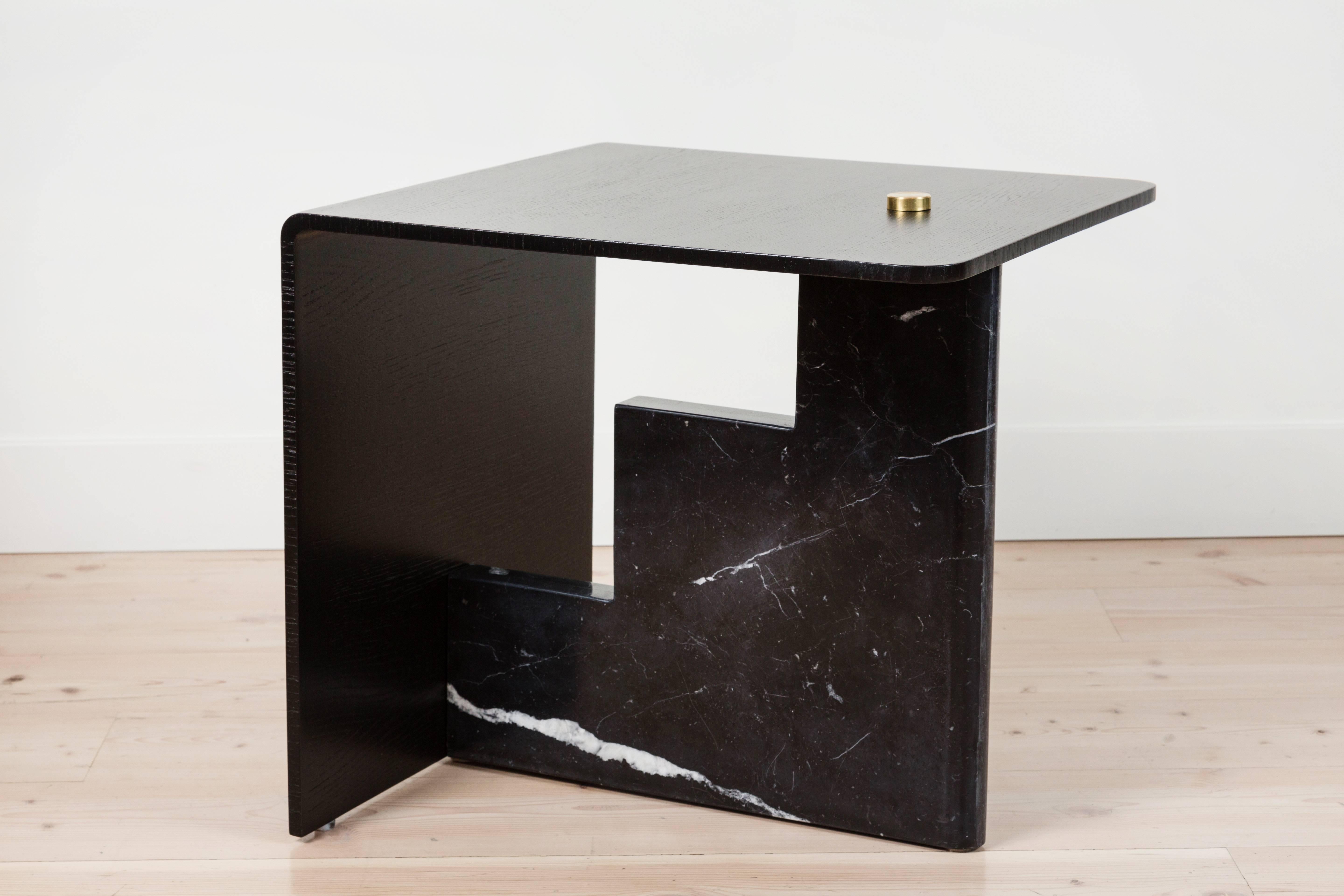 American Negra Marquina Marble Huxley Side Table by Lawson-Fenning